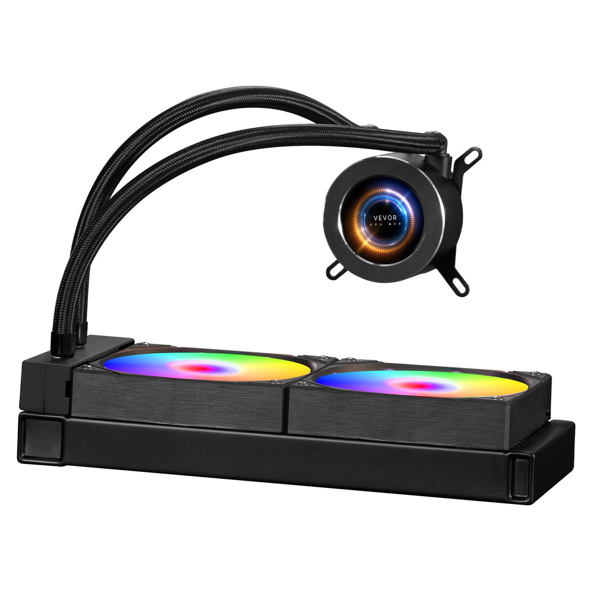CPU Liquid Cooler AIO 120mm Fans with Pump, 2.1'' LCD ARGB Black for Intel & AMD