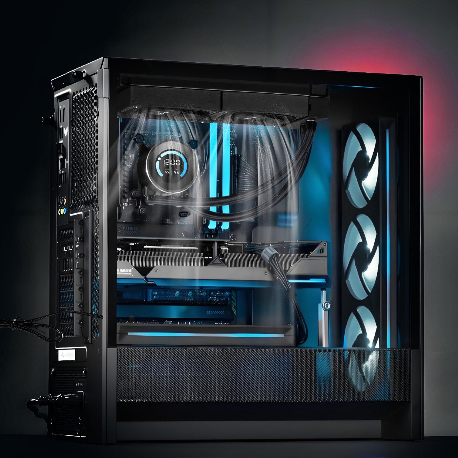 CPU Liquid Cooler AIO 120mm 1.8in Display 2200RPM Black Water Cooler Intel AMD