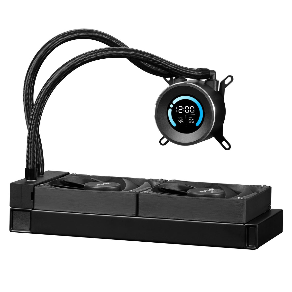 CPU Liquid Cooler AIO 120mm 1.8in Display 2200RPM Black Water Cooler Intel AMD