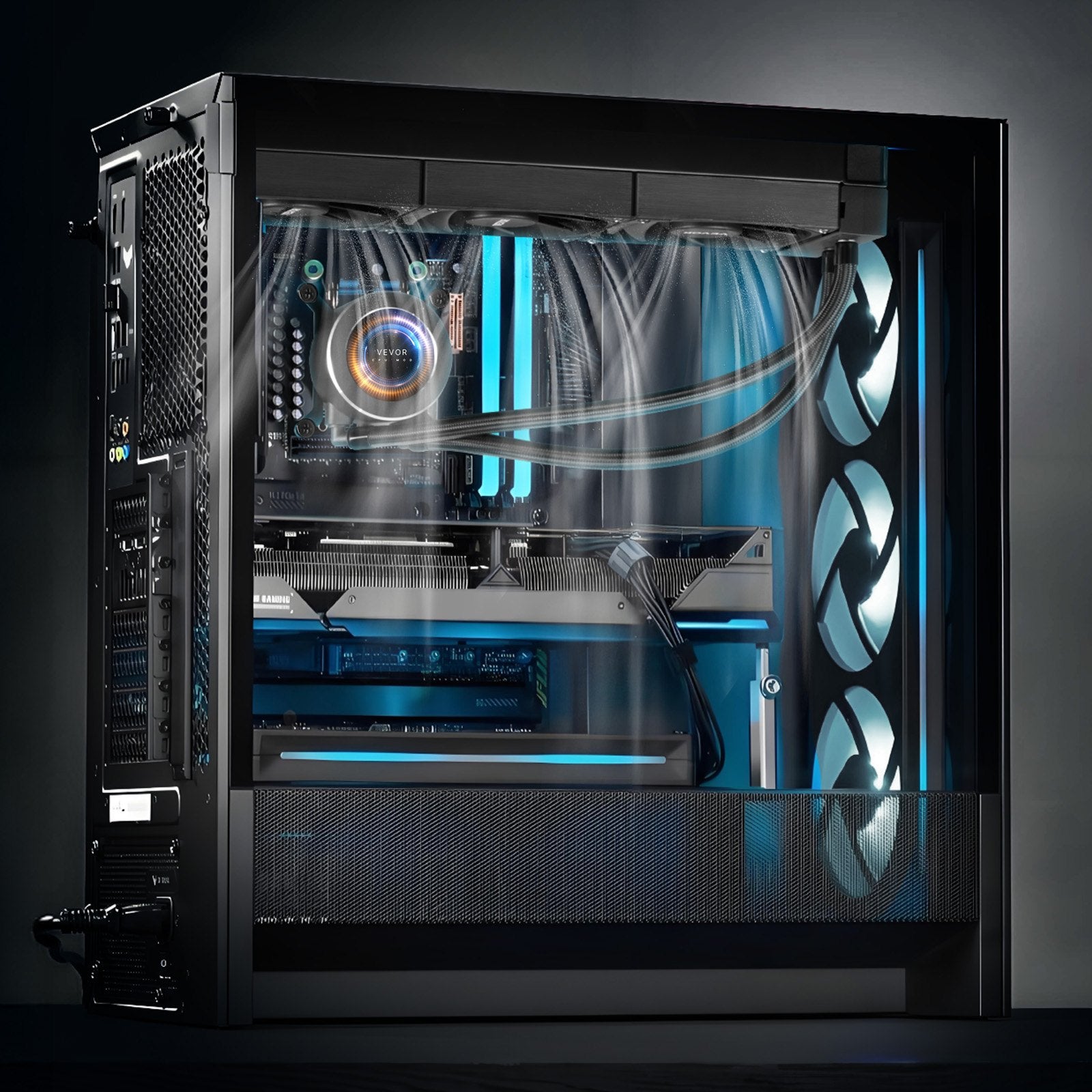 CPU Liquid Cooler AIO 3x120mm Fans 2.1in LCD Display 2200RPM Intel AMD
