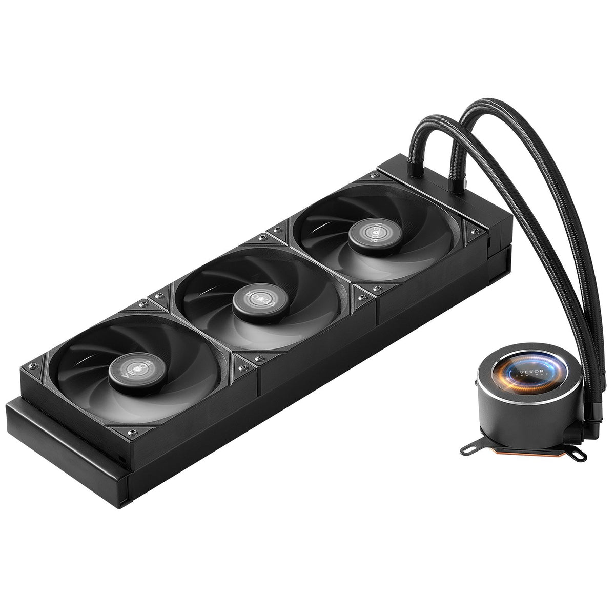 CPU Liquid Cooler AIO 3x120mm Fans 2.1in LCD Display 2200RPM Intel AMD