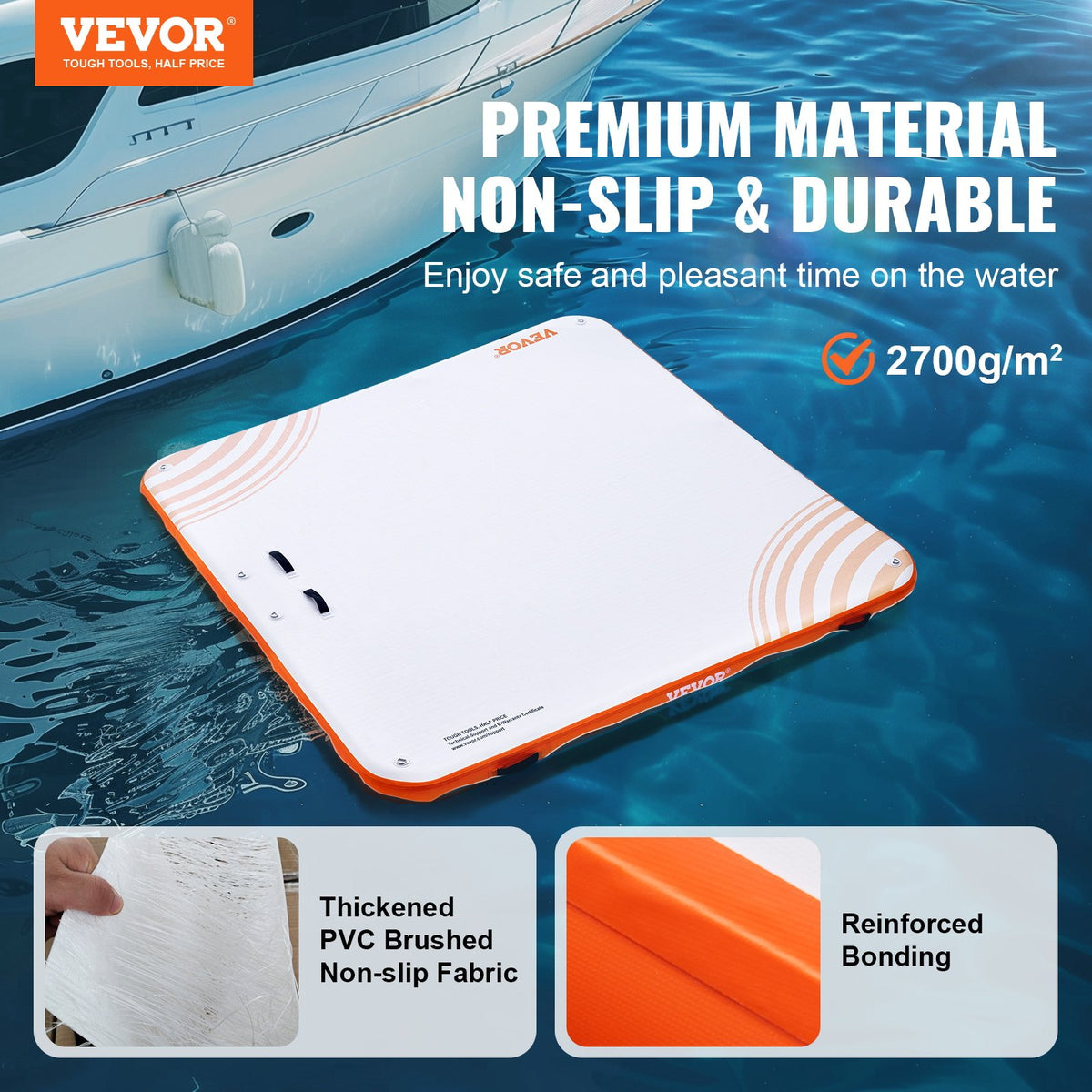 Inflatable Floating Dock, 7x7FT Non-Slip Platform with Ladder and Carrying Bag