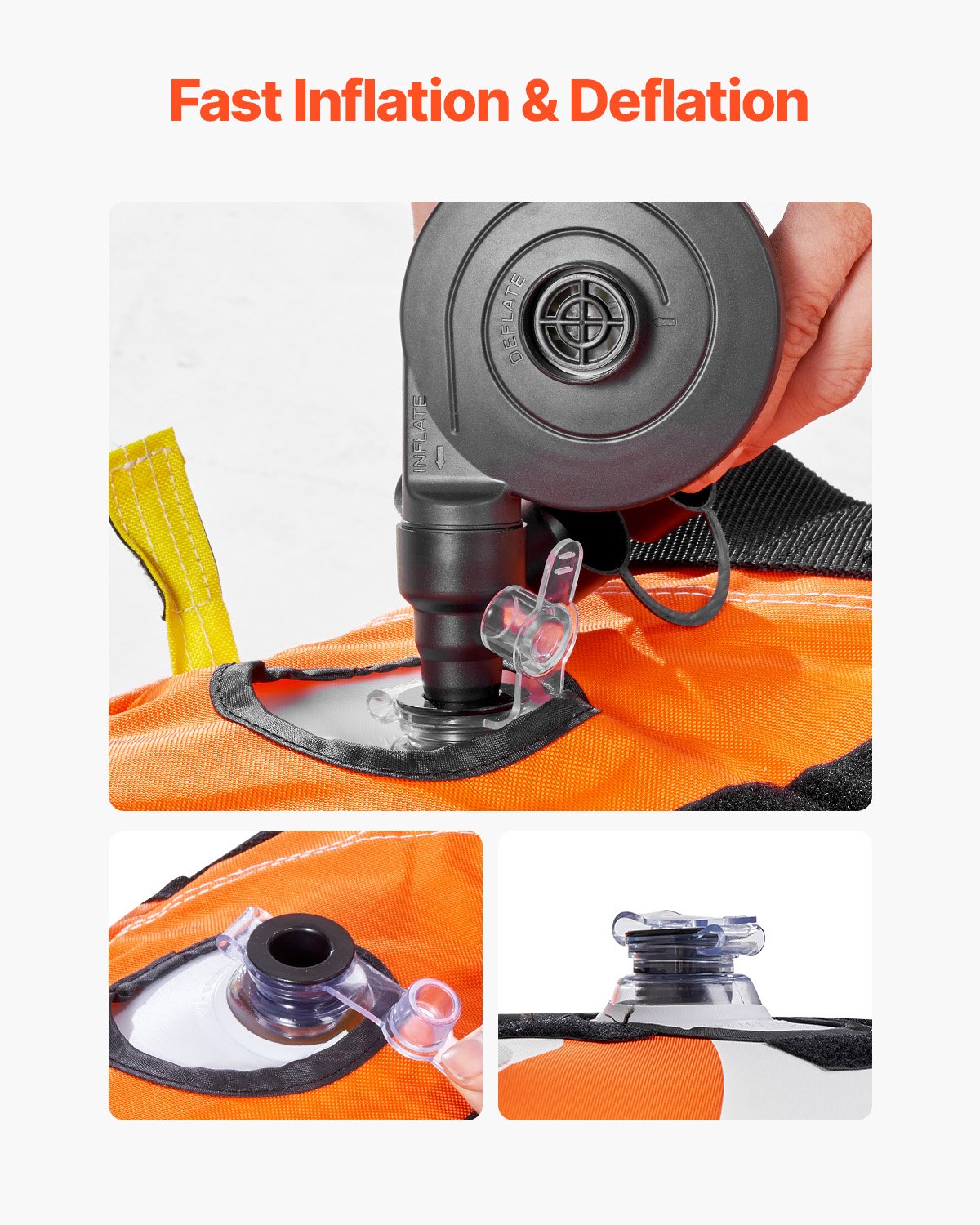 Towable Tube 1-3 Riders Inflatable 510lbs Nylon Cover 16 Handles Safety Valve