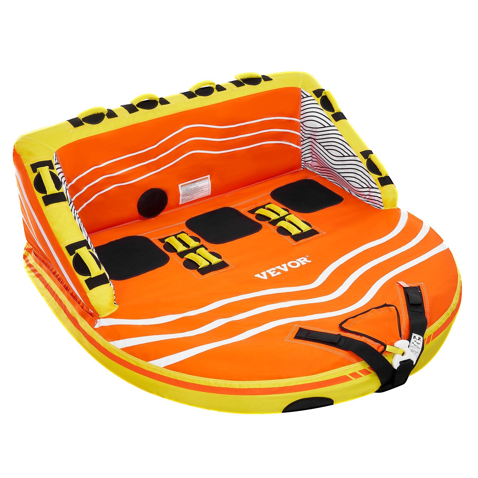 Towable Tube 1-3 Riders Inflatable 510lbs Nylon Cover 16 Handles Safety Valve
