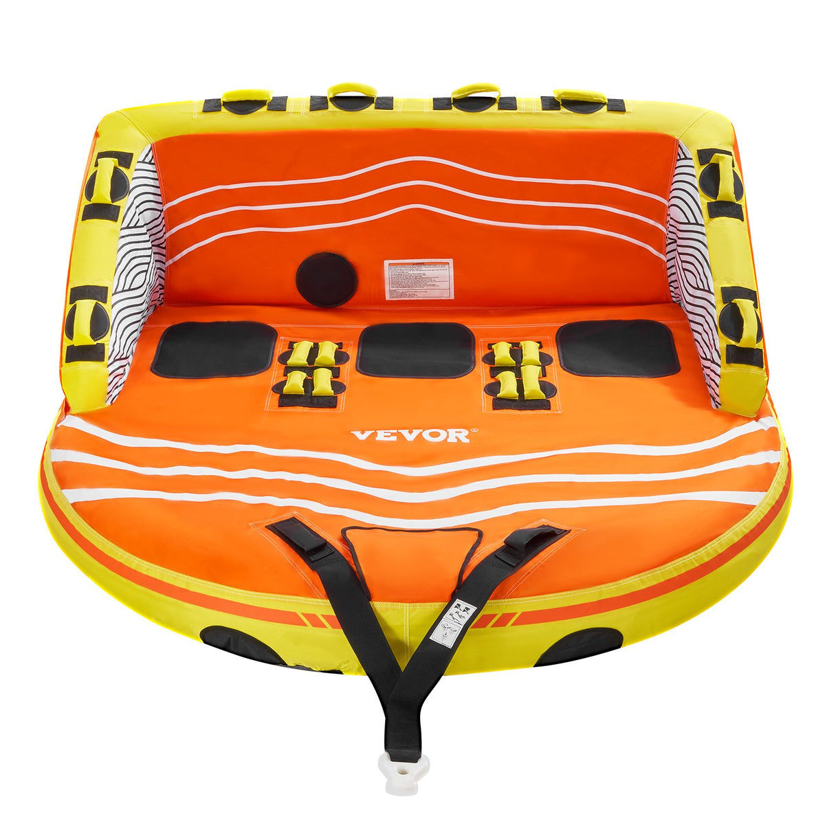 Towable Tube 1-3 Riders Inflatable 510lbs Nylon Cover 16 Handles Safety Valve