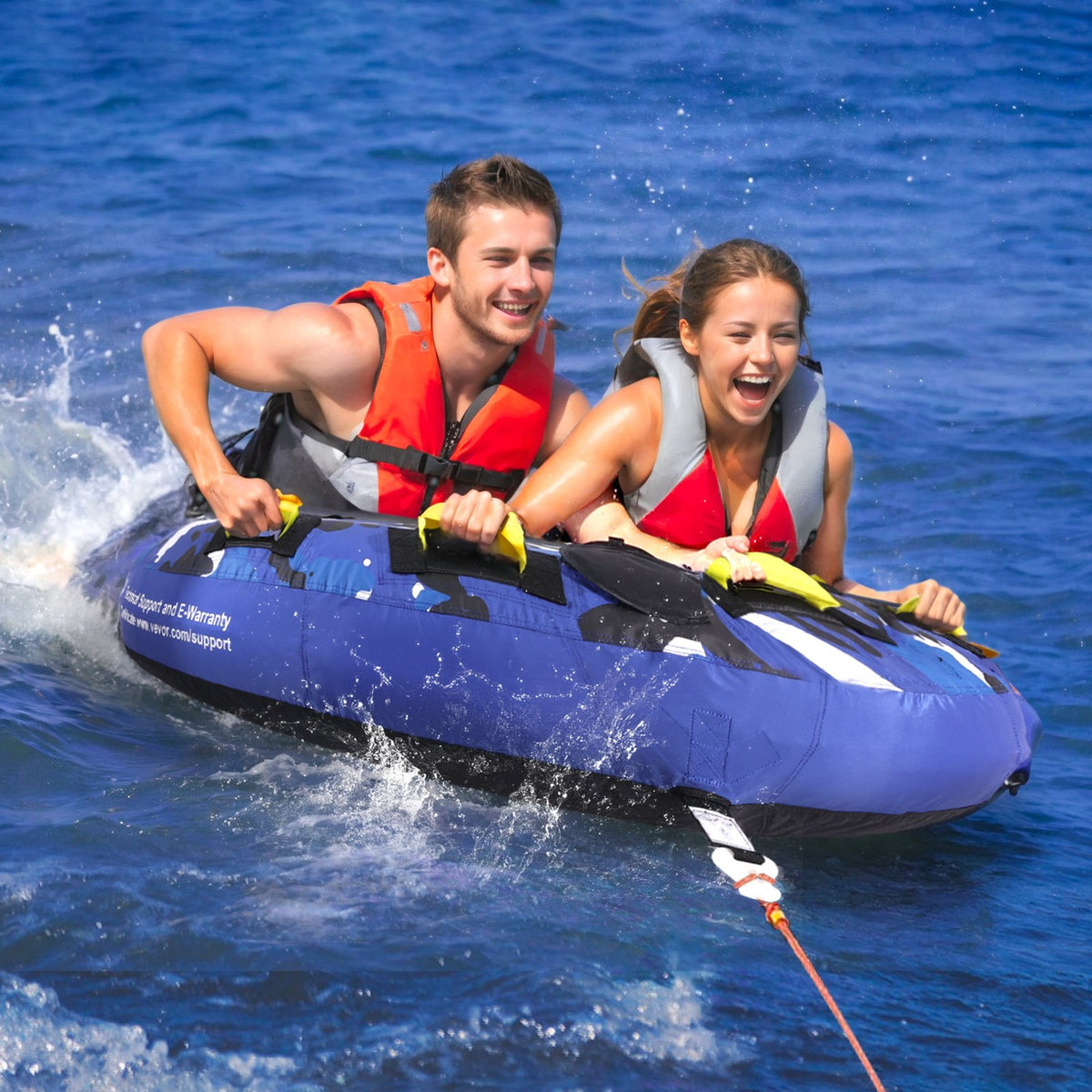 Towable Tube for Boating 1-2 Riders 340lbs 51.8in Full Nylon EVA Handles