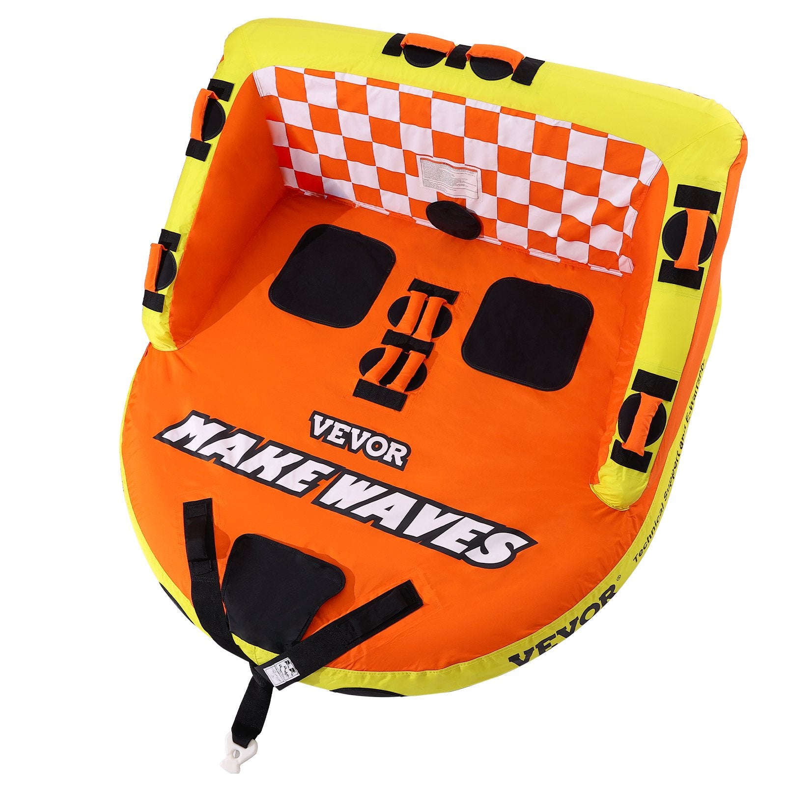 Inflatable Towable Tube for Boating 1-2 Riders with Backrest and Deck Seats