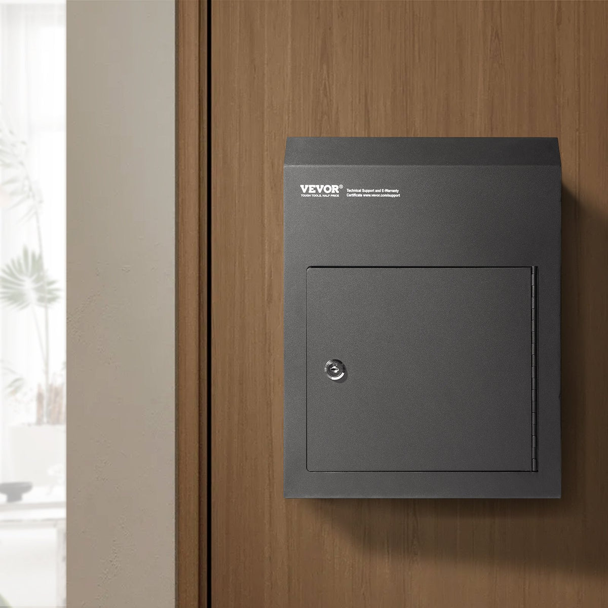 Through The Door Key Drop Box 12x6x16 in Heavy Duty Steel Black