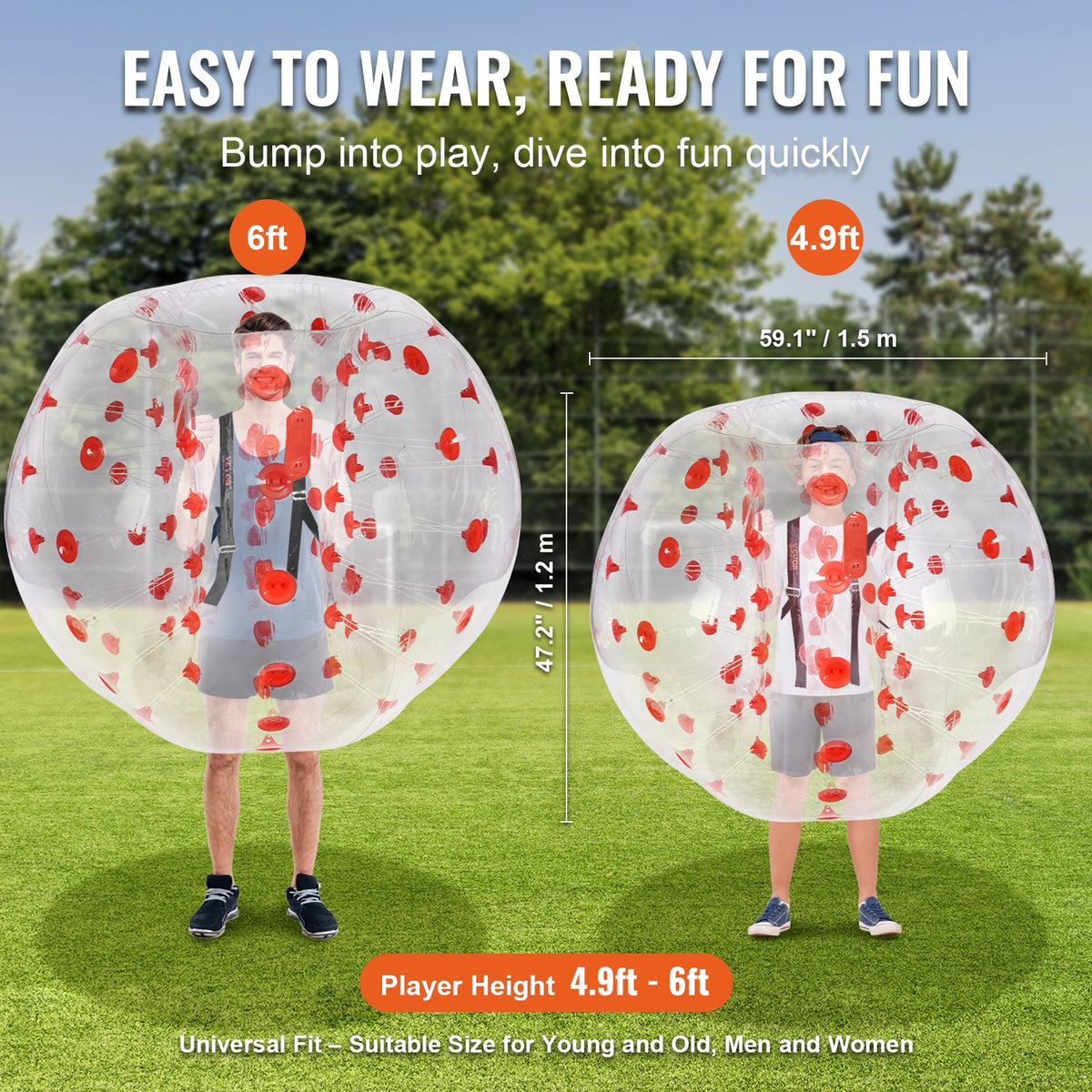 Inflatable Bumper Ball 5FT 1-Pack PVC Sumo Zorb Human Bubble Outdoor Play