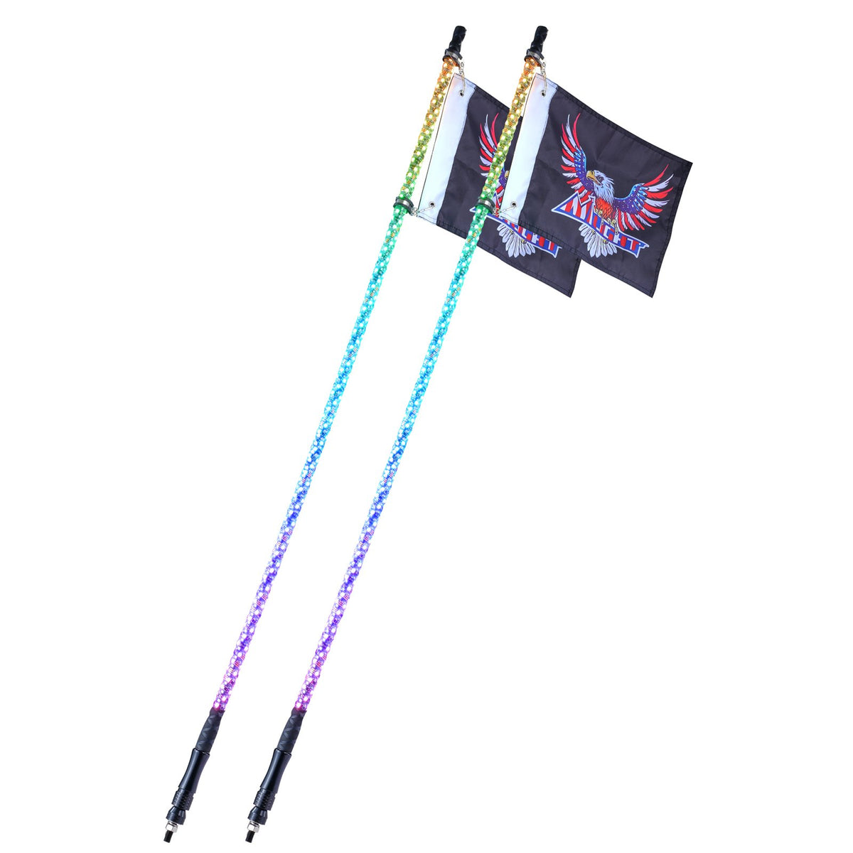 2PCS 5FT Whip Light RGB LED Waterproof Spiral with APP & RF Remote for UTV ATV
