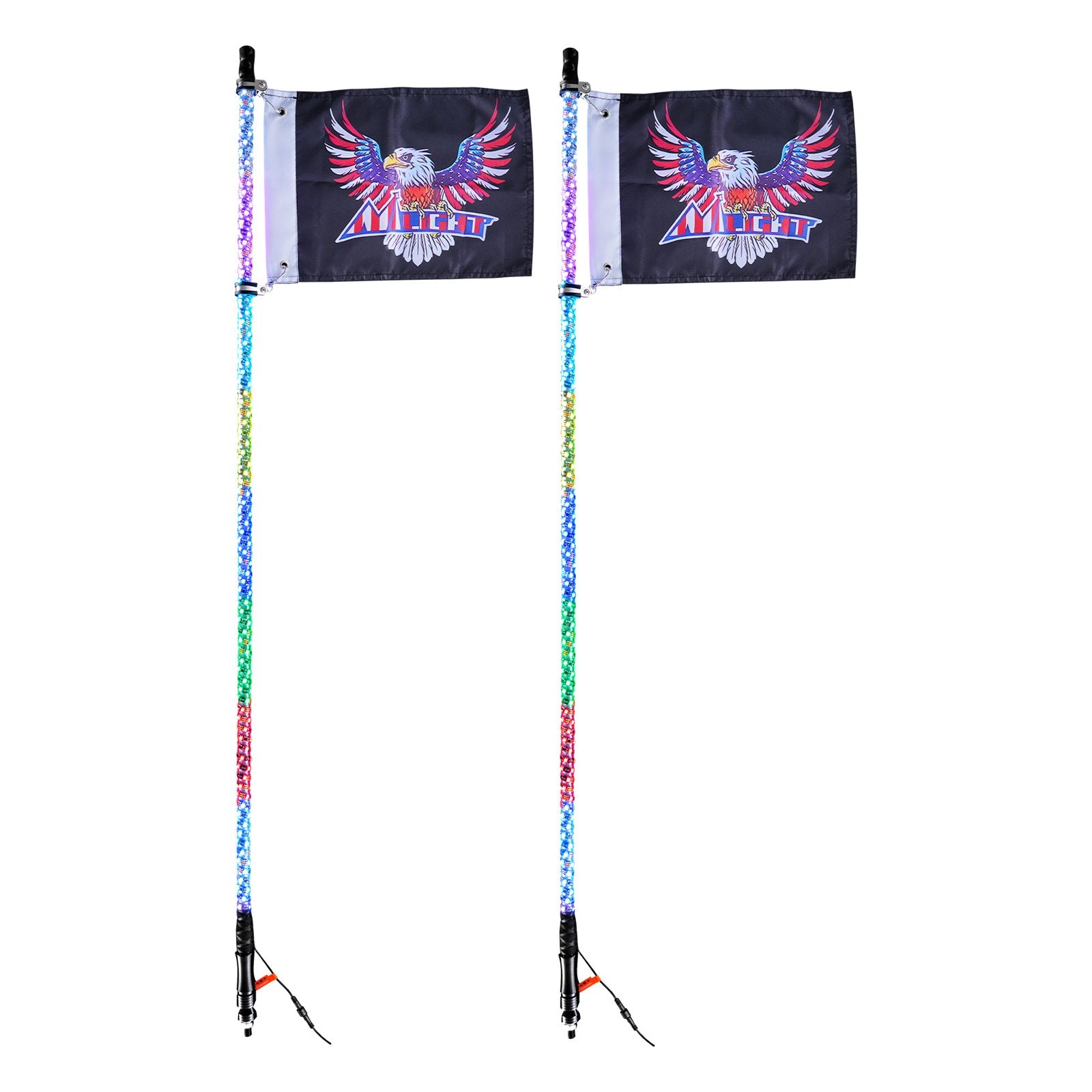2PCS 5FT Whip Light RGB LED Waterproof Spiral with APP & RF Remote for UTV ATV