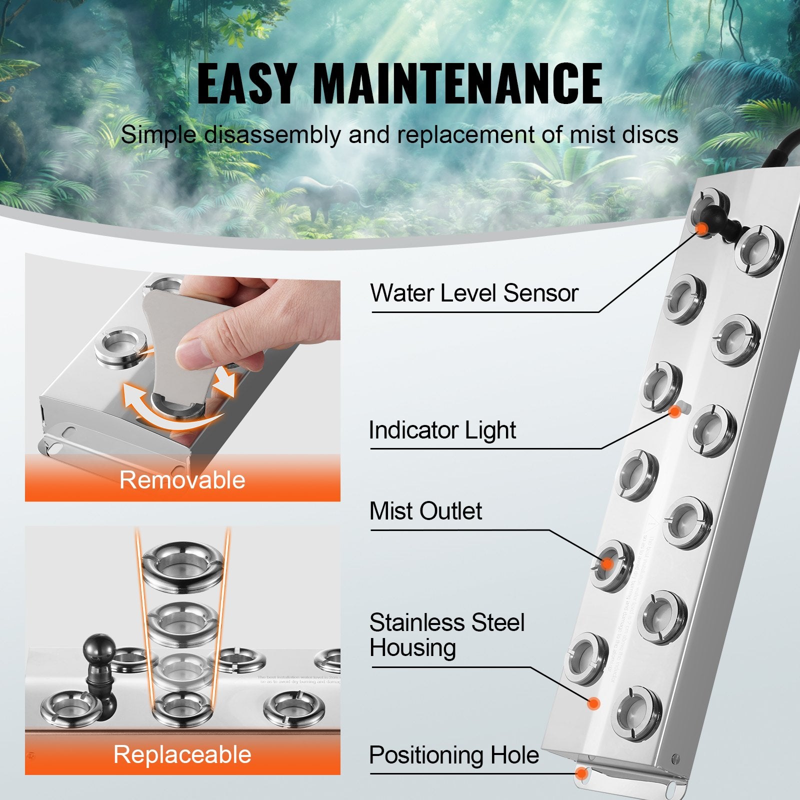 Ultrasonic Mist Maker 12-Head 9000mL/H with 300W Waterproof Power Supply