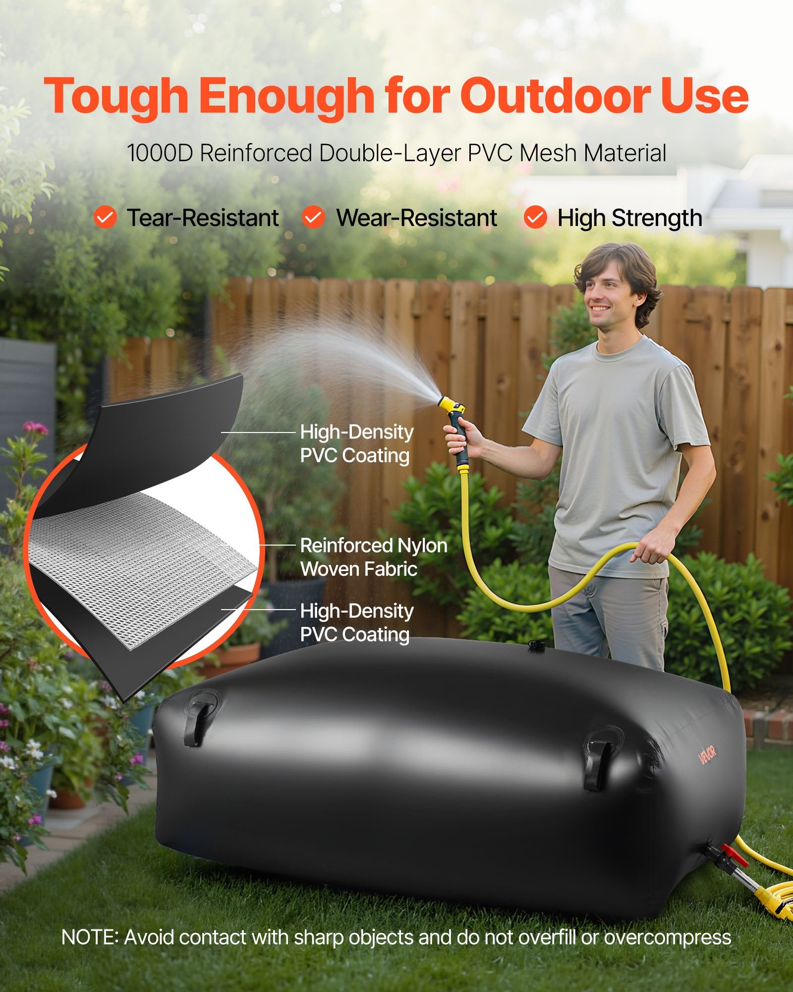 540L Water Storage Bladder Collapsible Portable Leakproof PVC Water Bag RV