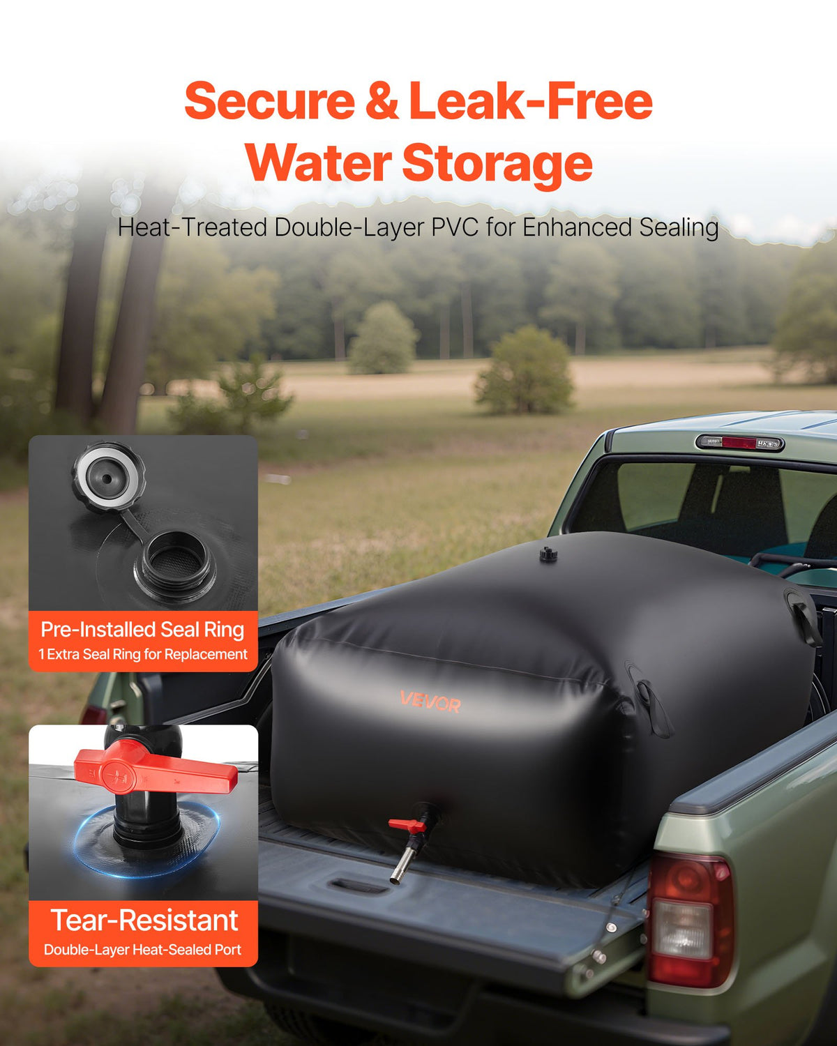540L Water Storage Bladder Collapsible Portable Leakproof PVC Water Bag RV