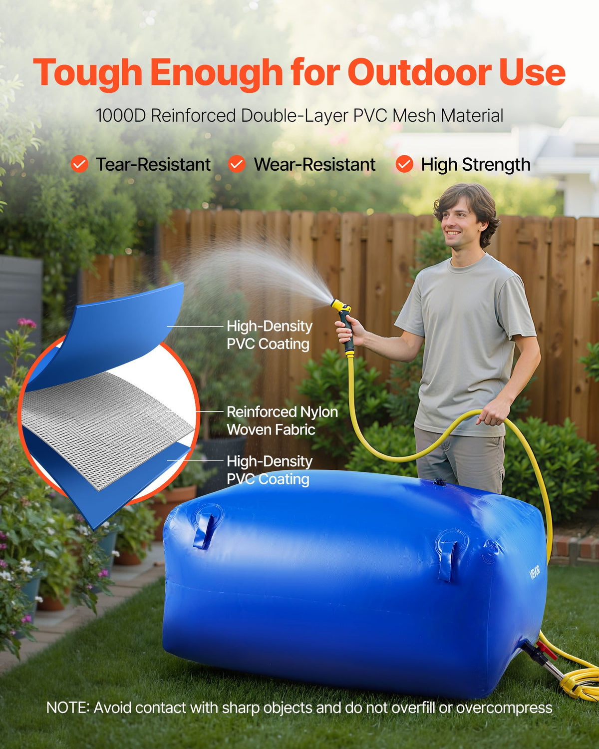 Water Storage Bladder 400L Collapsible Leakproof PVC Tank for RV Truck Outdoor