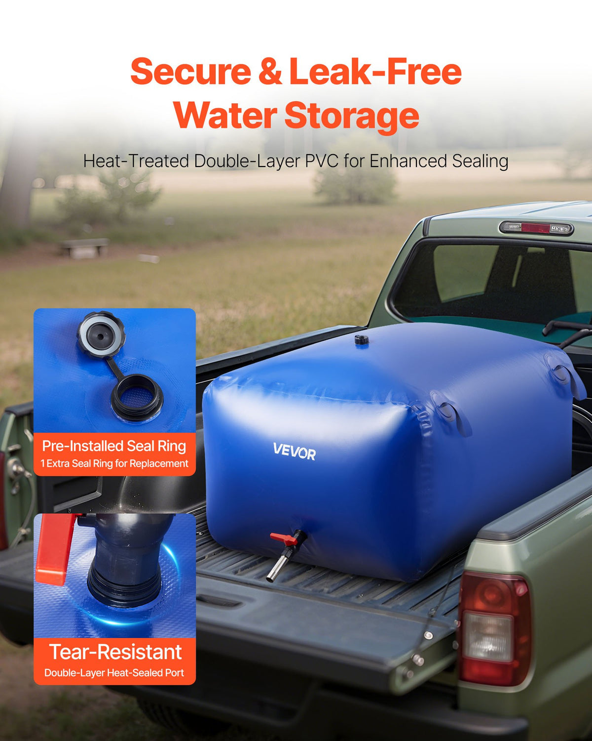 Water Storage Bladder 400L Collapsible Leakproof PVC Tank for RV Truck Outdoor