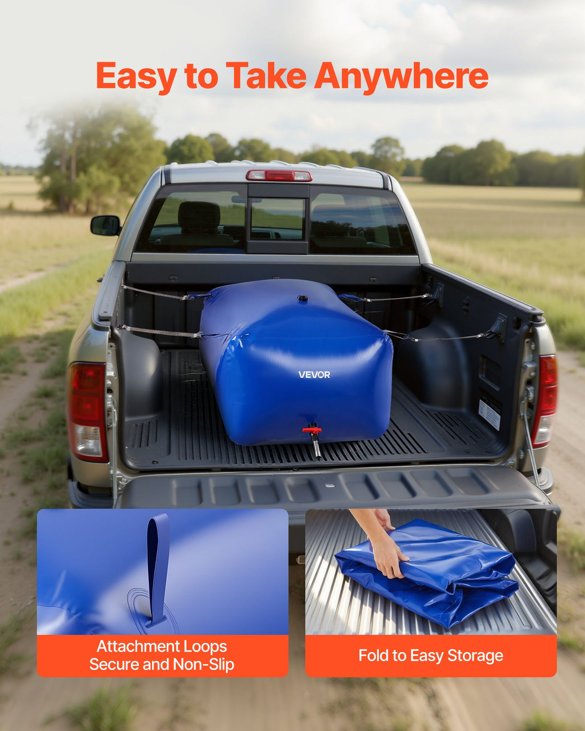 Water Storage Bladder 400L Collapsible Leakproof PVC Tank for RV Truck Outdoor