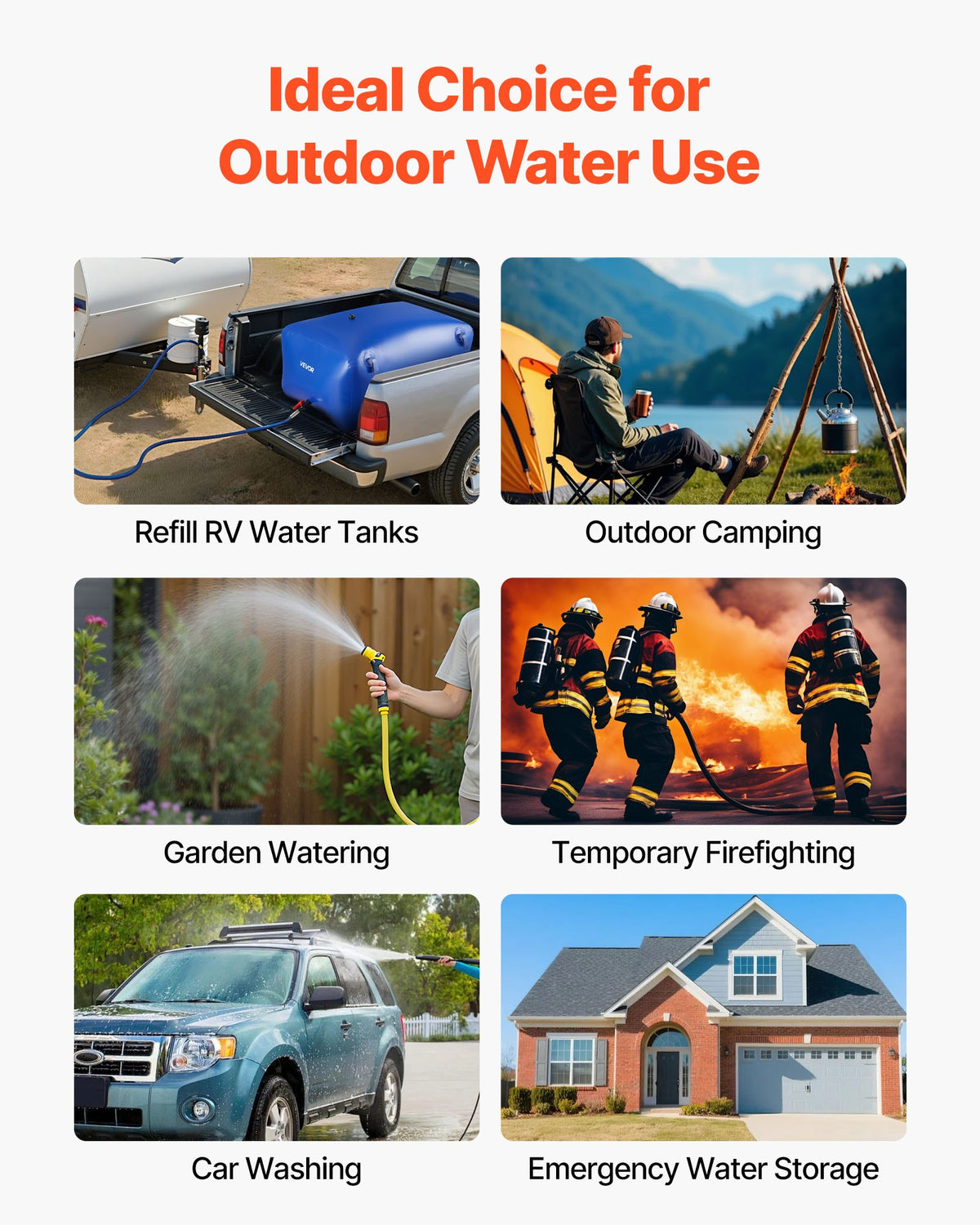Water Storage Bladder 400L Collapsible Leakproof PVC Tank for RV Truck Outdoor