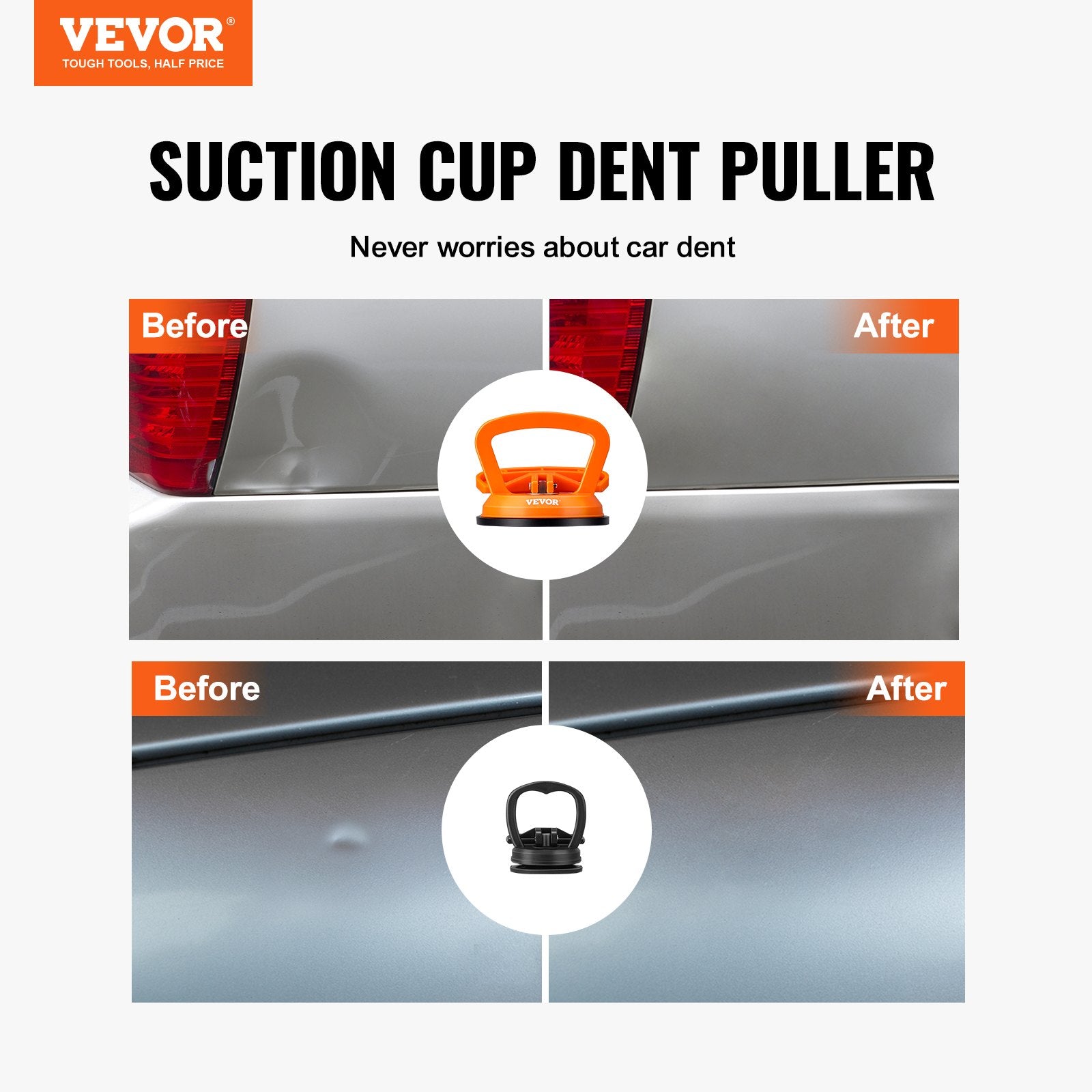 3 Pack Suction Cup Dent Puller Kit with Gloves & Cloth for Paintless Car