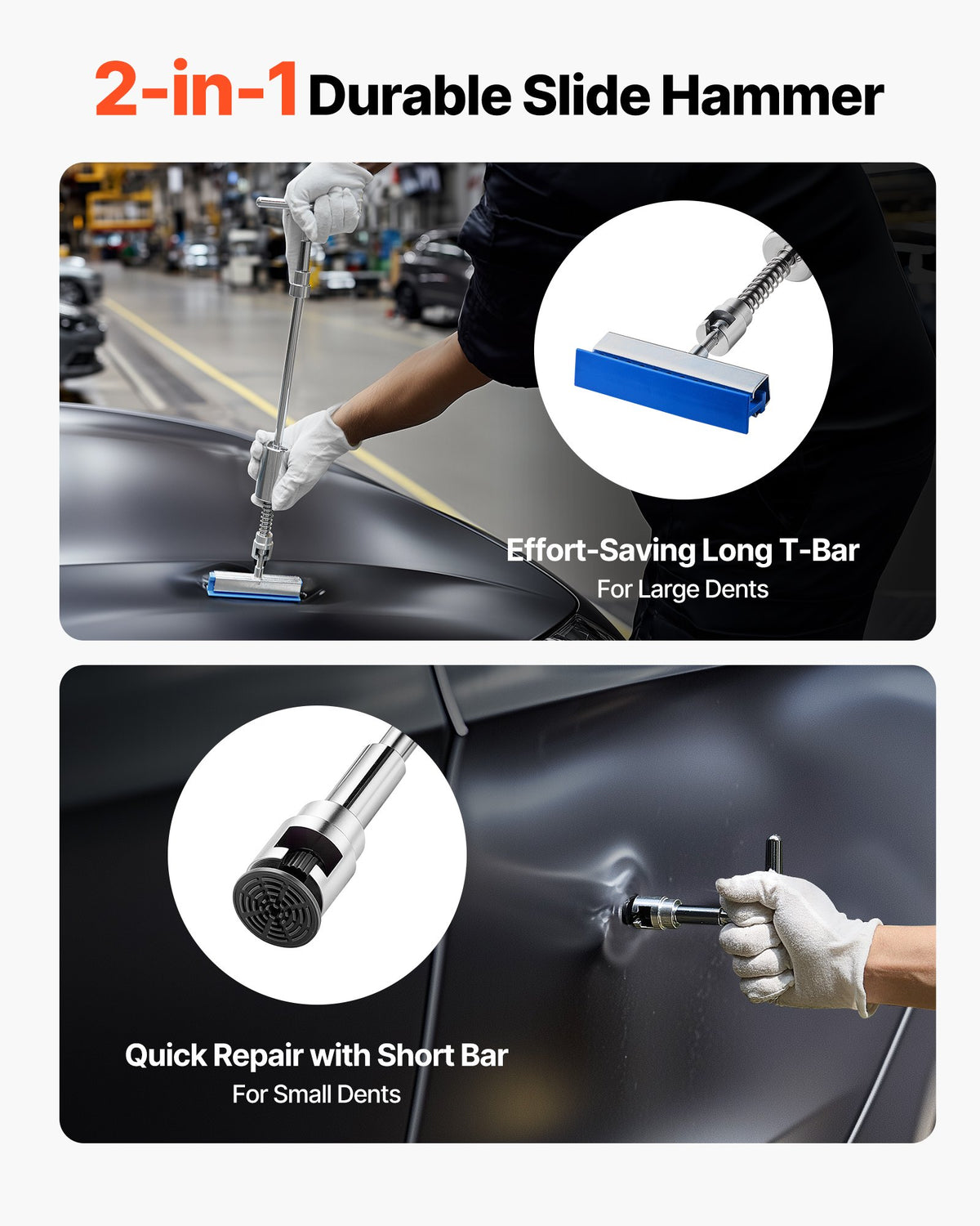 61 PCS Paintless Dent Puller Kit with Golden Lifter, Slide Hammer and Glue Gun
