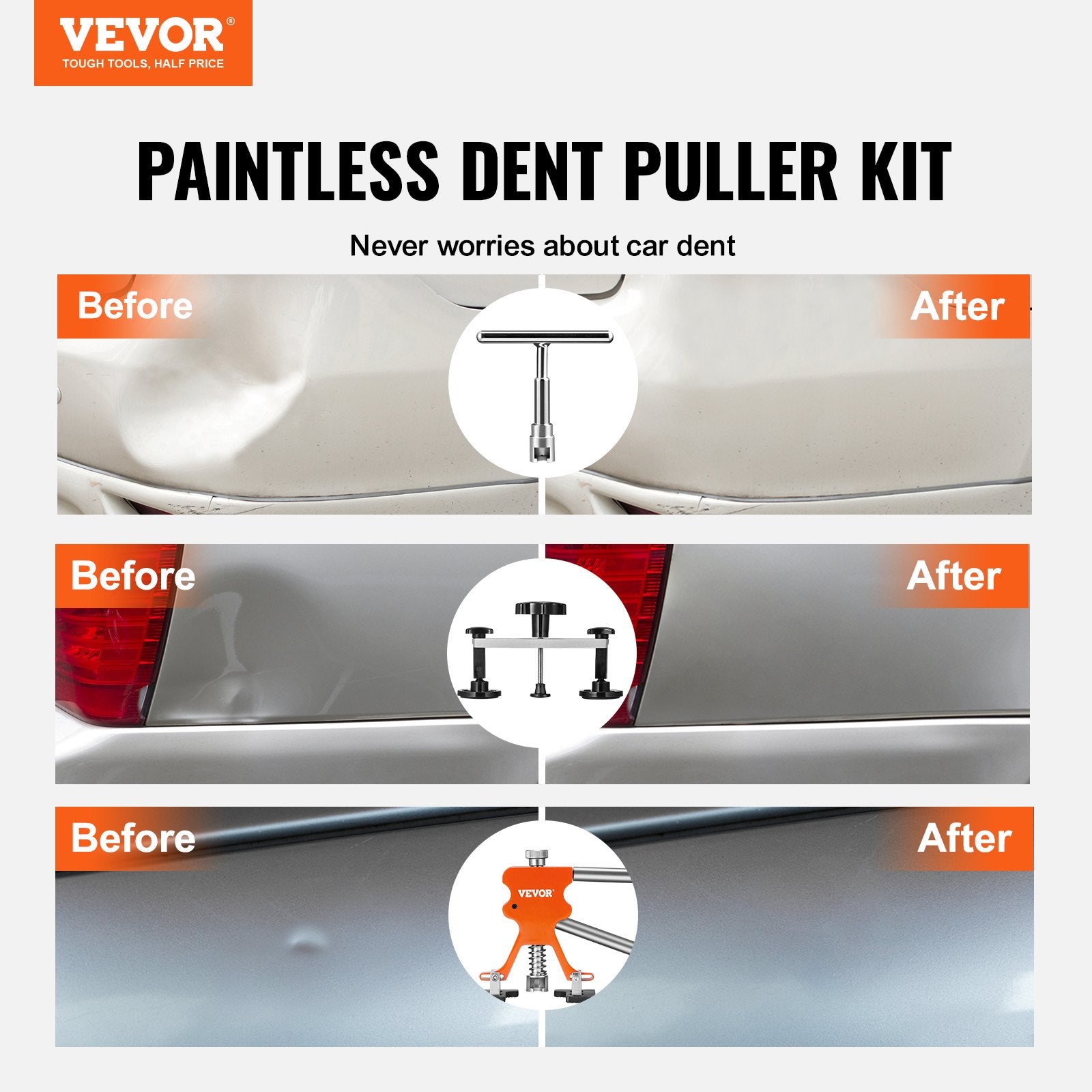 Dent Repair Kit 69PC Paintless Car Body Removal Tools Golden Lifter Slide Hammer