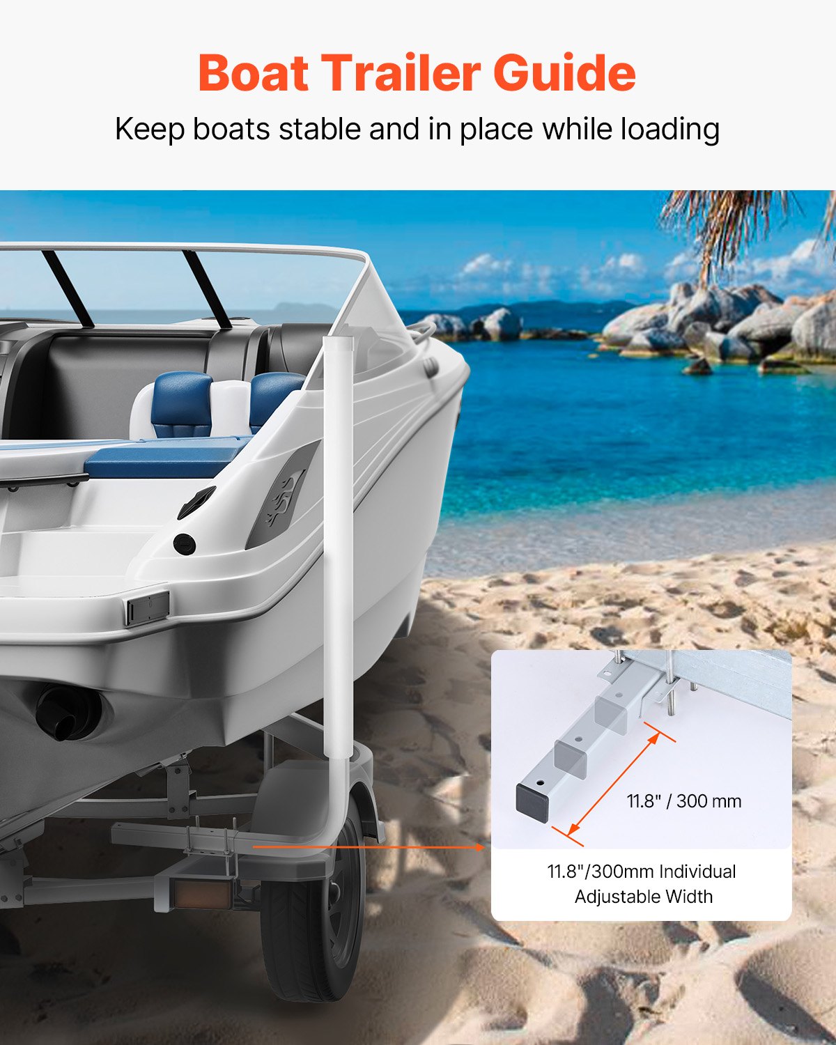 2PCS Adjustable Boat Trailer Guide Poles Steel PVC for Sailboats