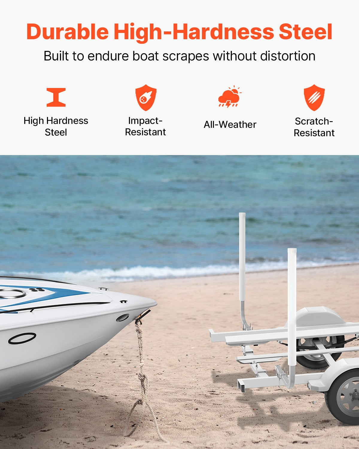 2PCS Adjustable Boat Trailer Guide Poles Steel PVC for Sailboats