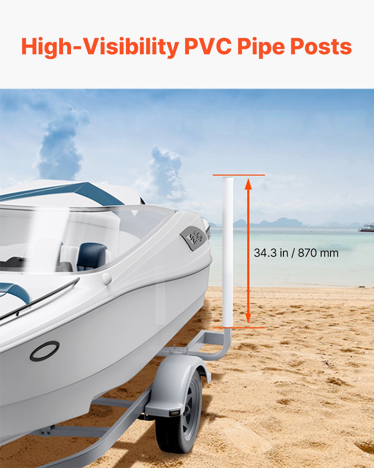 2PCS Adjustable Boat Trailer Guide Poles Steel PVC for Sailboats