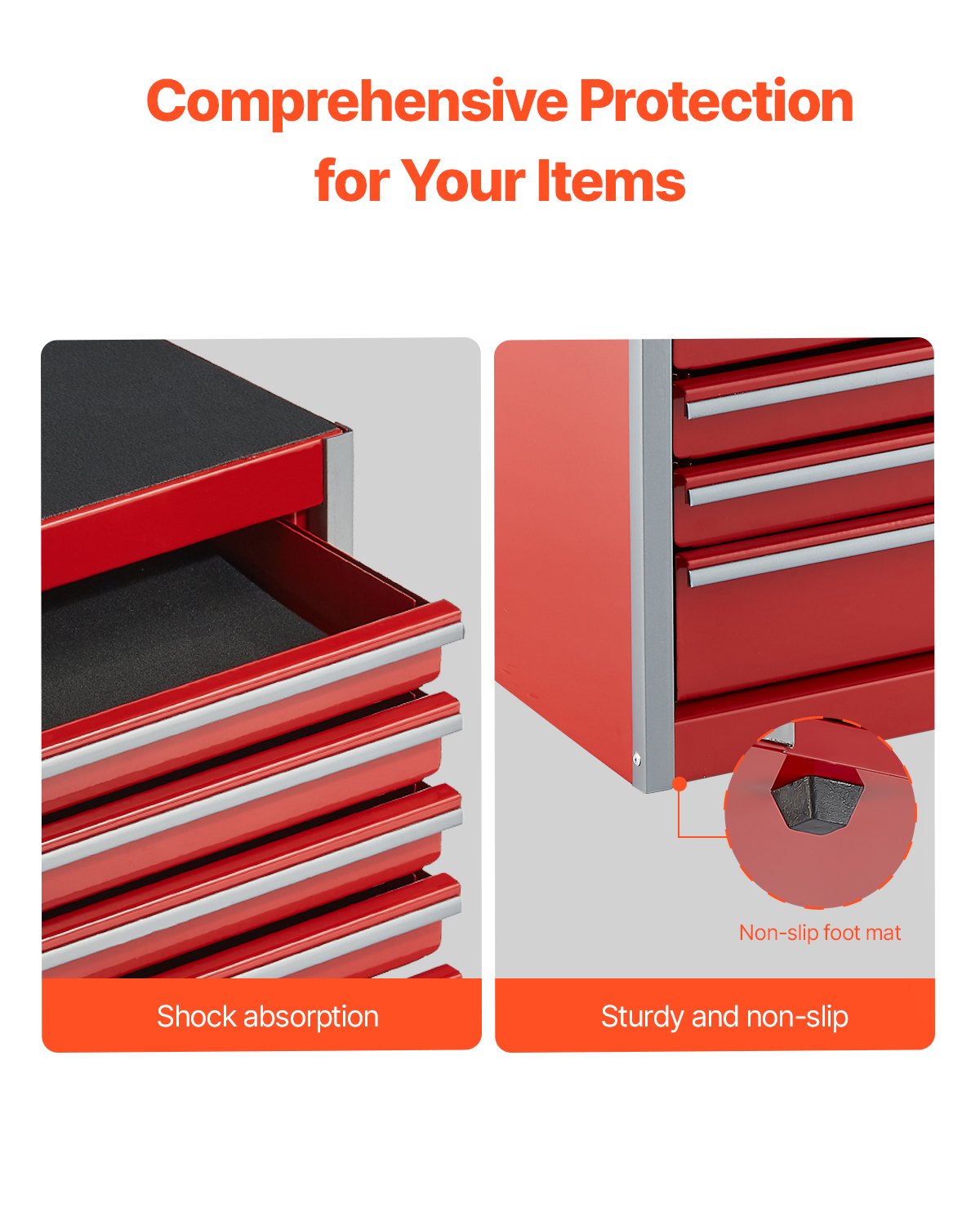 Metal Tool Box 8.6" Portable 5-Drawer Steel Tool Chest with EVA Liners Red