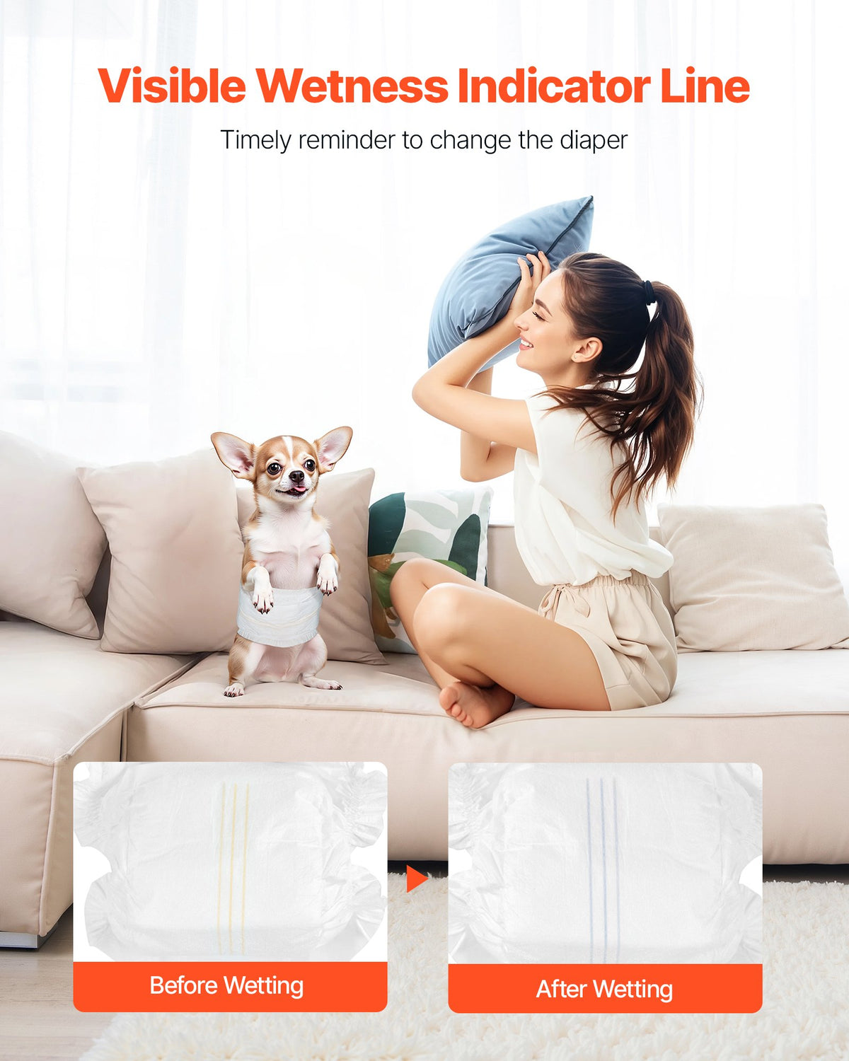 Disposable Male Dog Diapers XS 96 Count 2-Pack Super Absorbent Leak-Proof Wraps