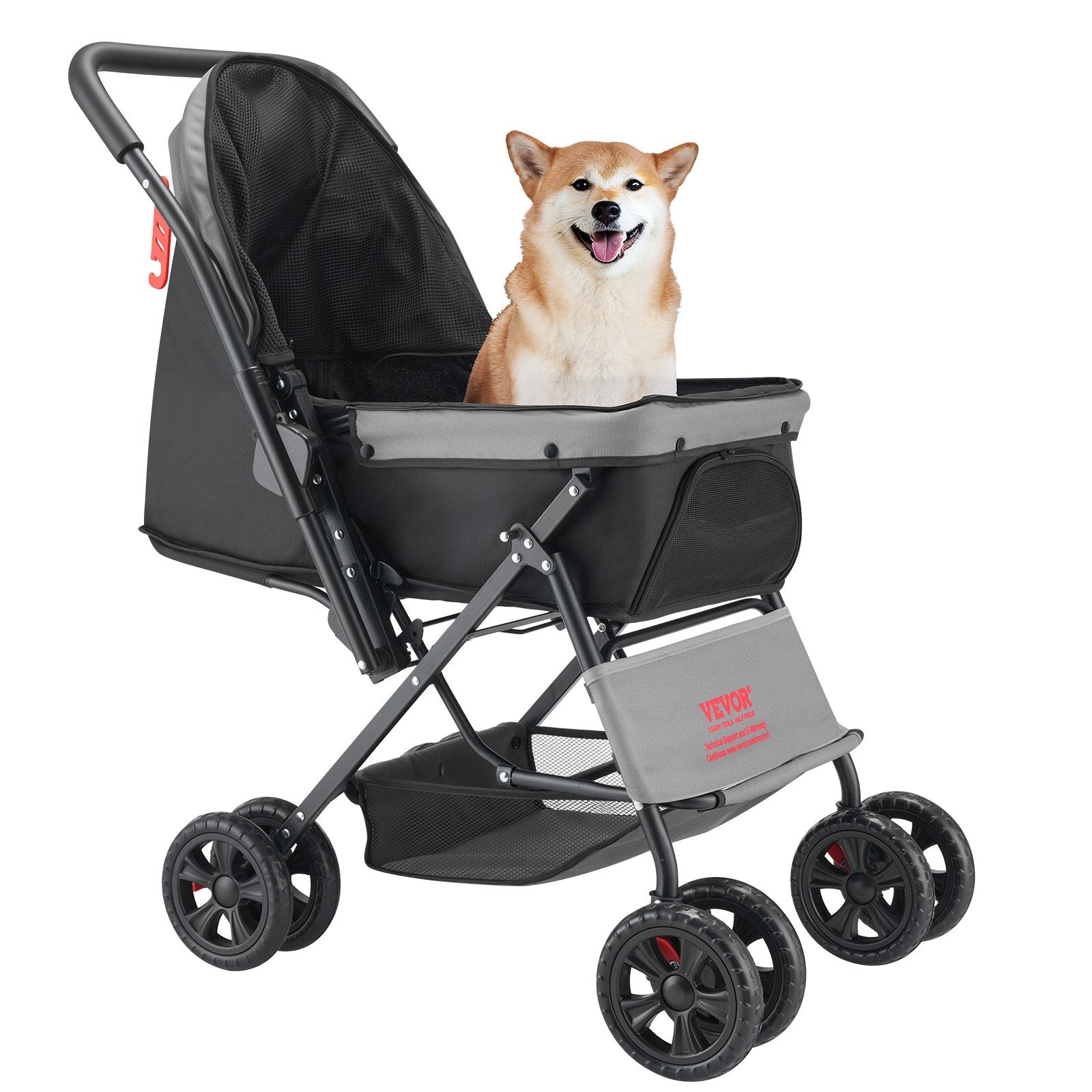 Pet Stroller 20KG Foldable Dog Cat Stroller 4 Wheel Mesh Window Brake Carrier