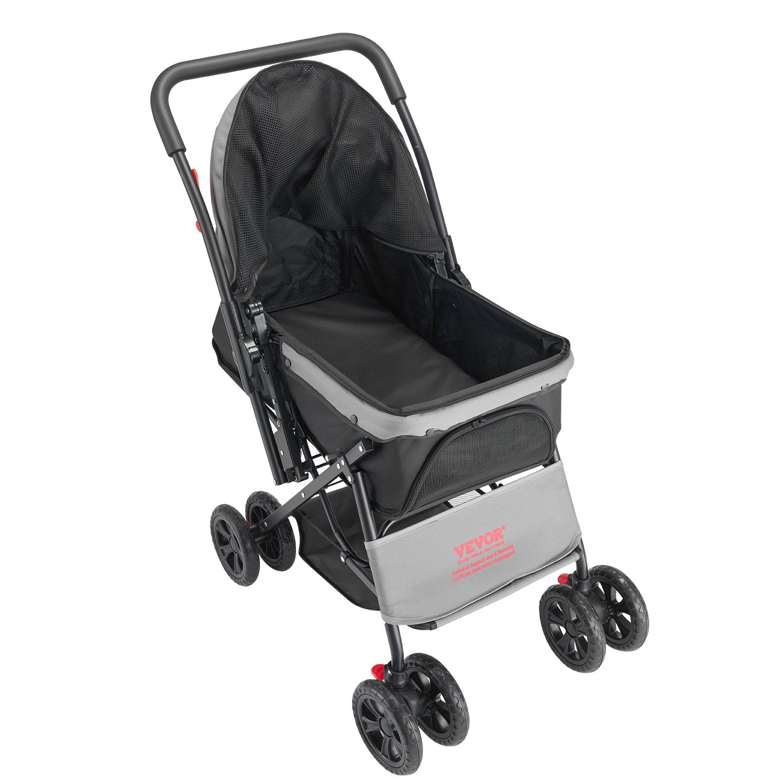 Pet Stroller 20KG Foldable Dog Cat Stroller 4 Wheel Mesh Window Brake Carrier