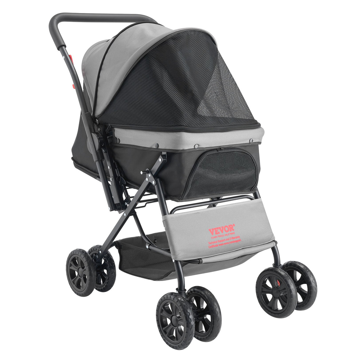 Pet Stroller 20KG Foldable Dog Cat Stroller 4 Wheel Mesh Window Brake Carrier