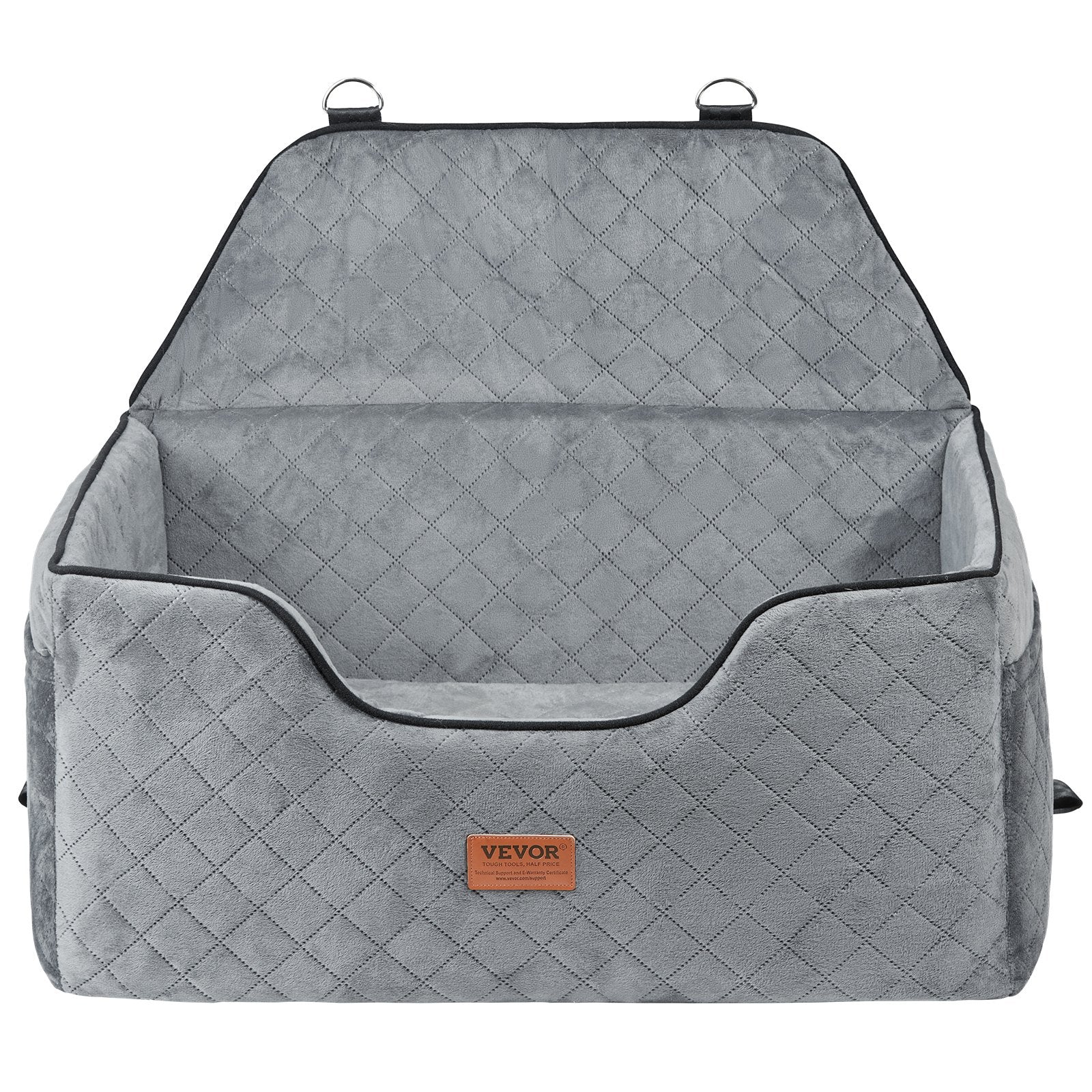Dog Car Seat Booster with Storage Pocket Safety Leash Sponge 24.9kg Gray
