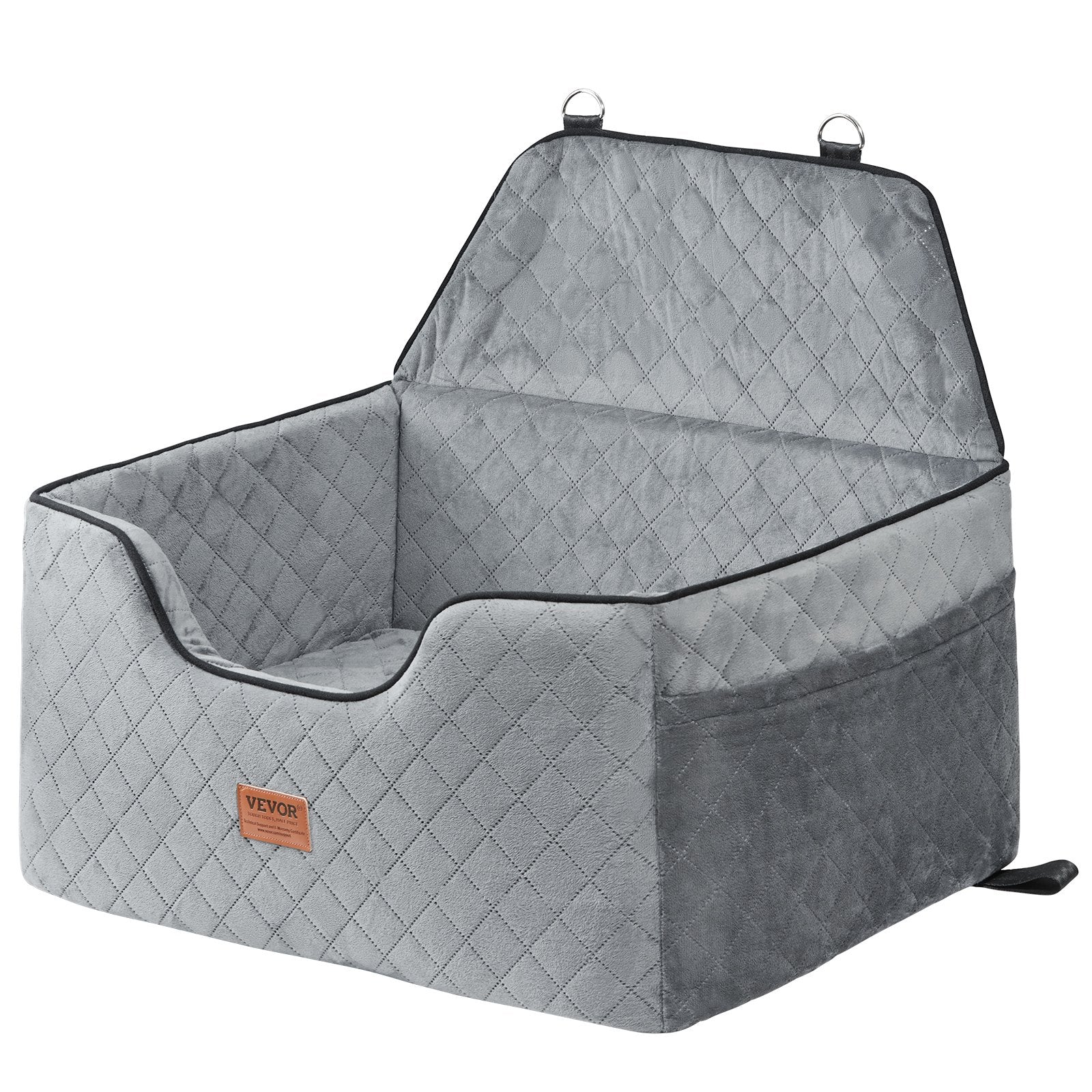 Dog Car Seat Booster with Storage Pocket Safety Leash Sponge 24.9kg Gray