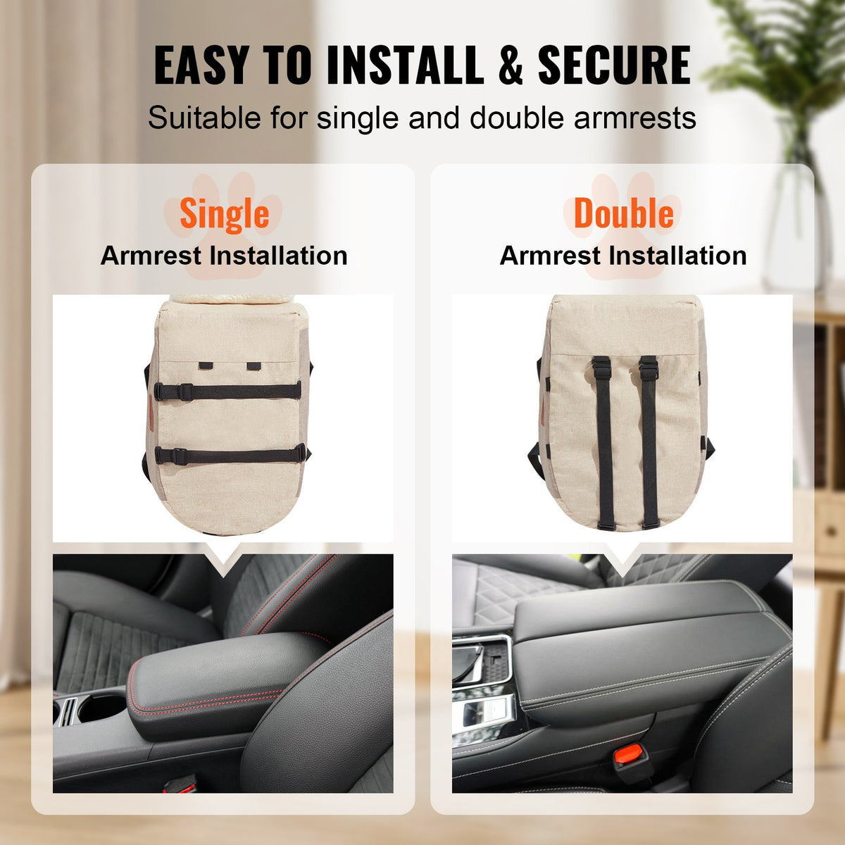 Dog Car Seat Console Center Booster Small Dog Clip-On Leash Adjustable Straps