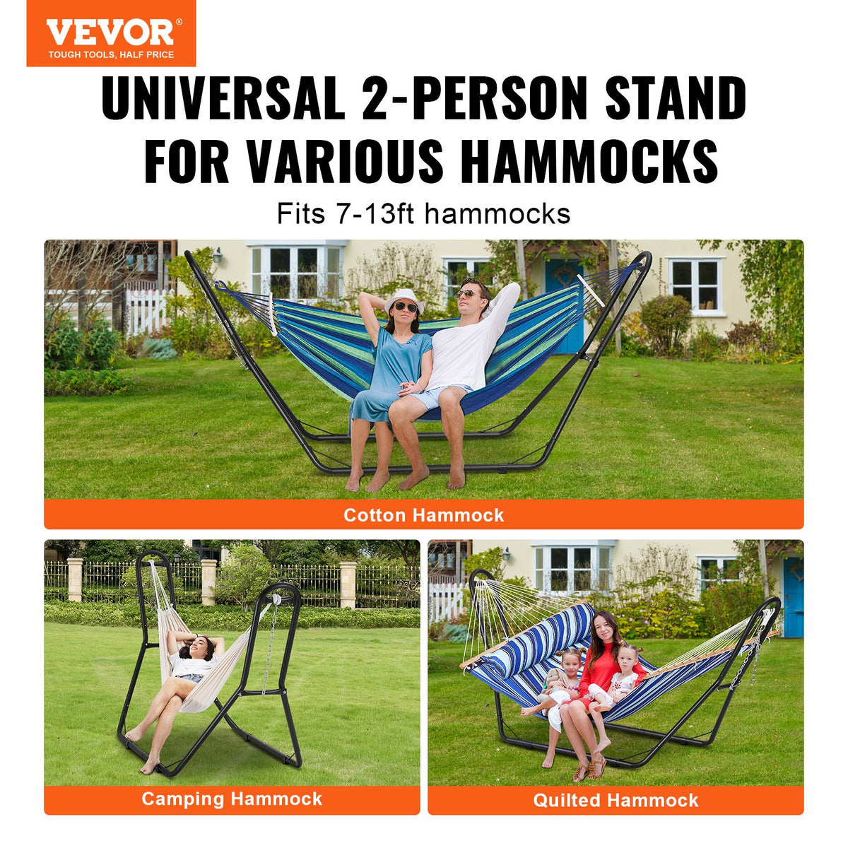 Hammock Stand Universal 2 Person Adjustable Heavy Duty 450lbs Chain Hook Bag
