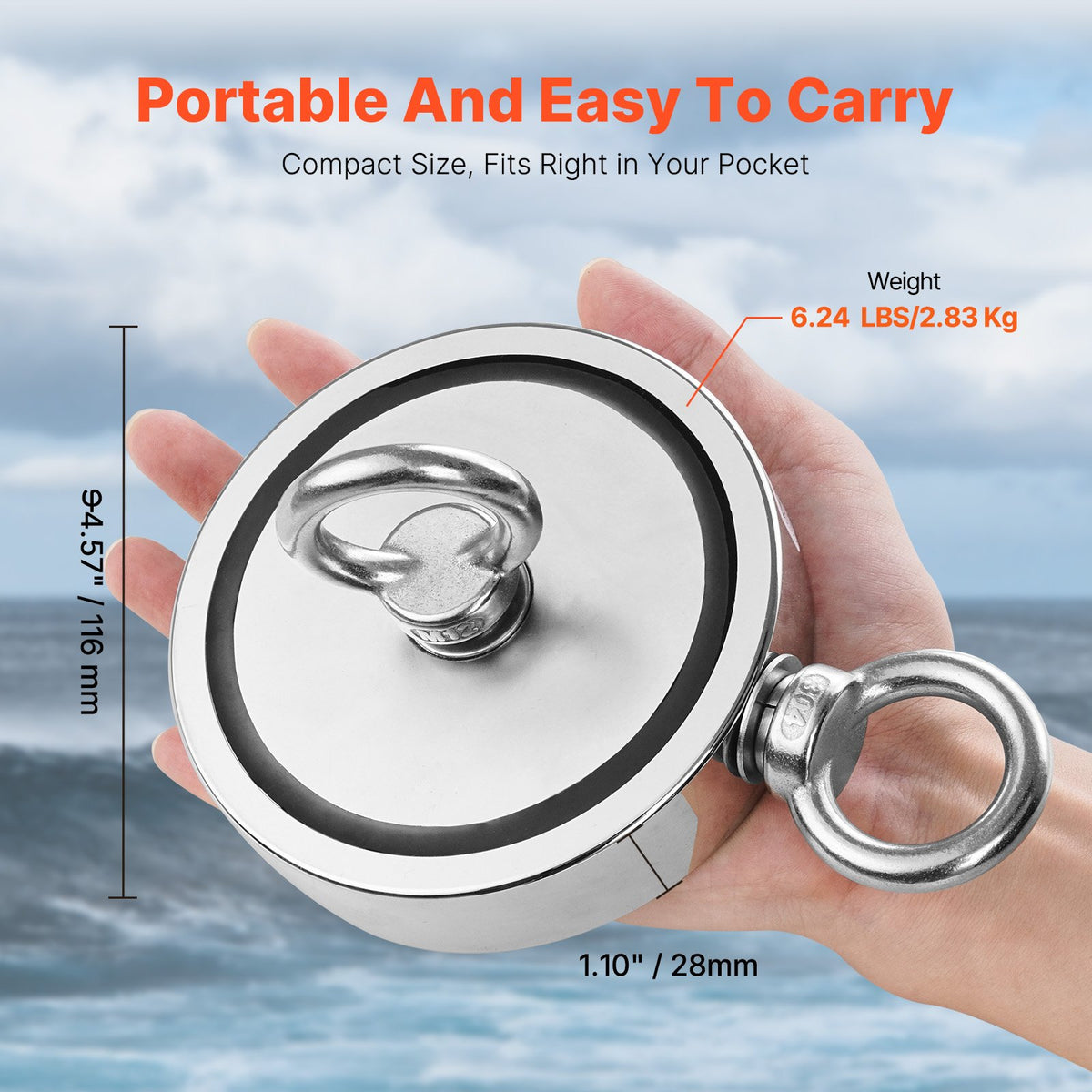 Magnet Fishing Kit 2000LBS Double-Sided Neodymium Grappling Hook Rope Gloves