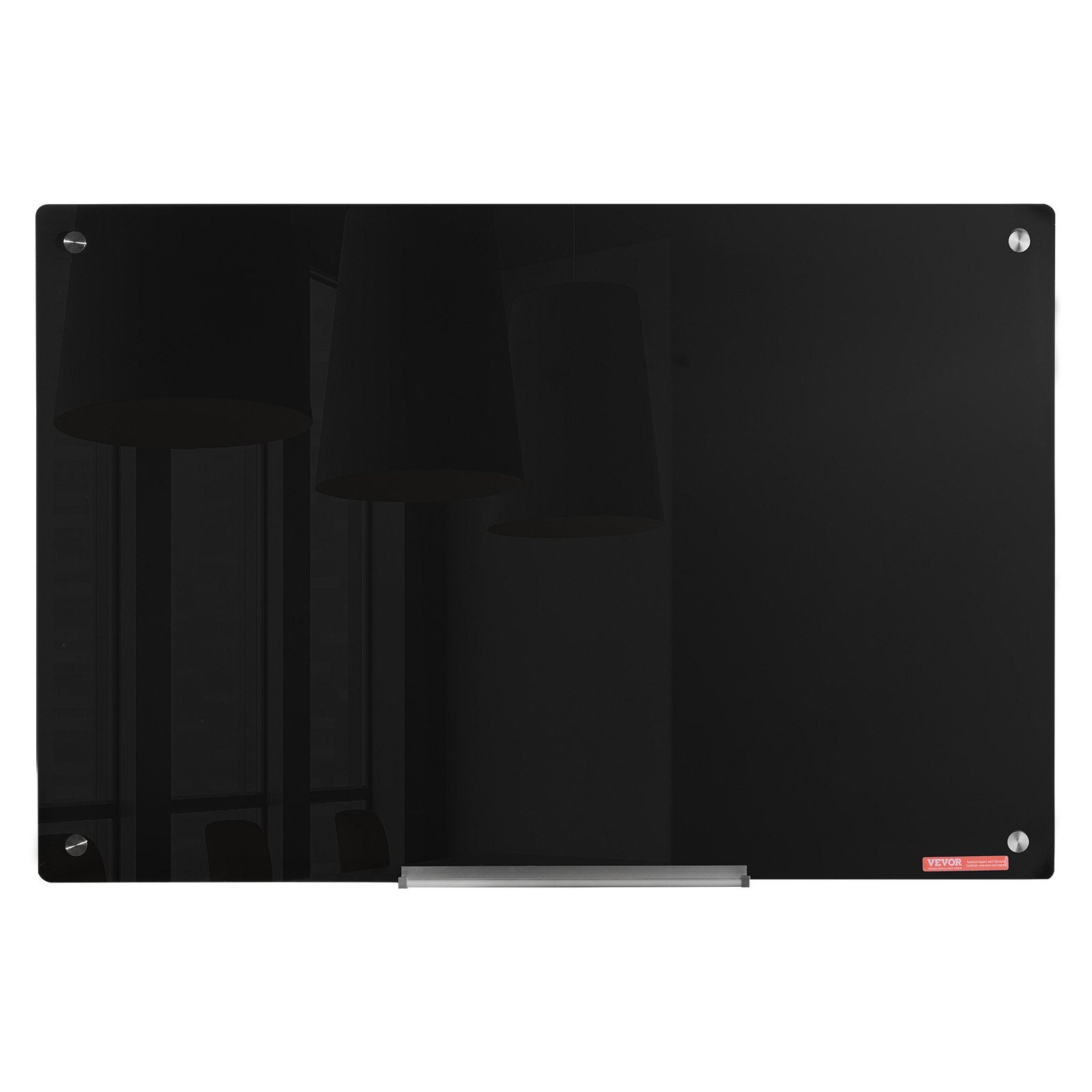 Magnetic Glass Whiteboard 36x24 Wall Mounted Frameless Dry Erase Board Black