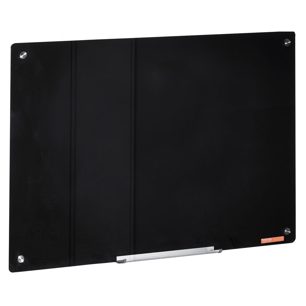 Magnetic Glass Whiteboard 36x24 Wall Mounted Frameless Dry Erase Board Black