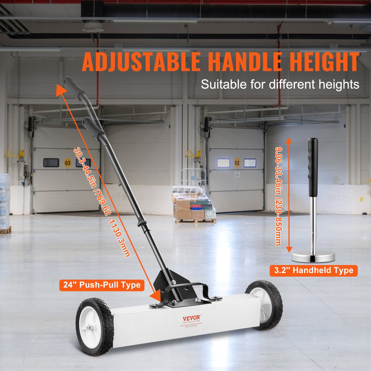 24-Inch Magnetic Sweeper with Wheels 50 lbs Capacity Telescoping Pickup Tool