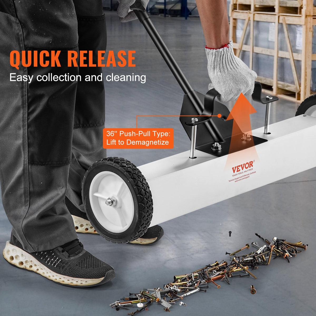 24-Inch Magnetic Sweeper with Wheels 50 lbs Capacity Telescoping Pickup Tool