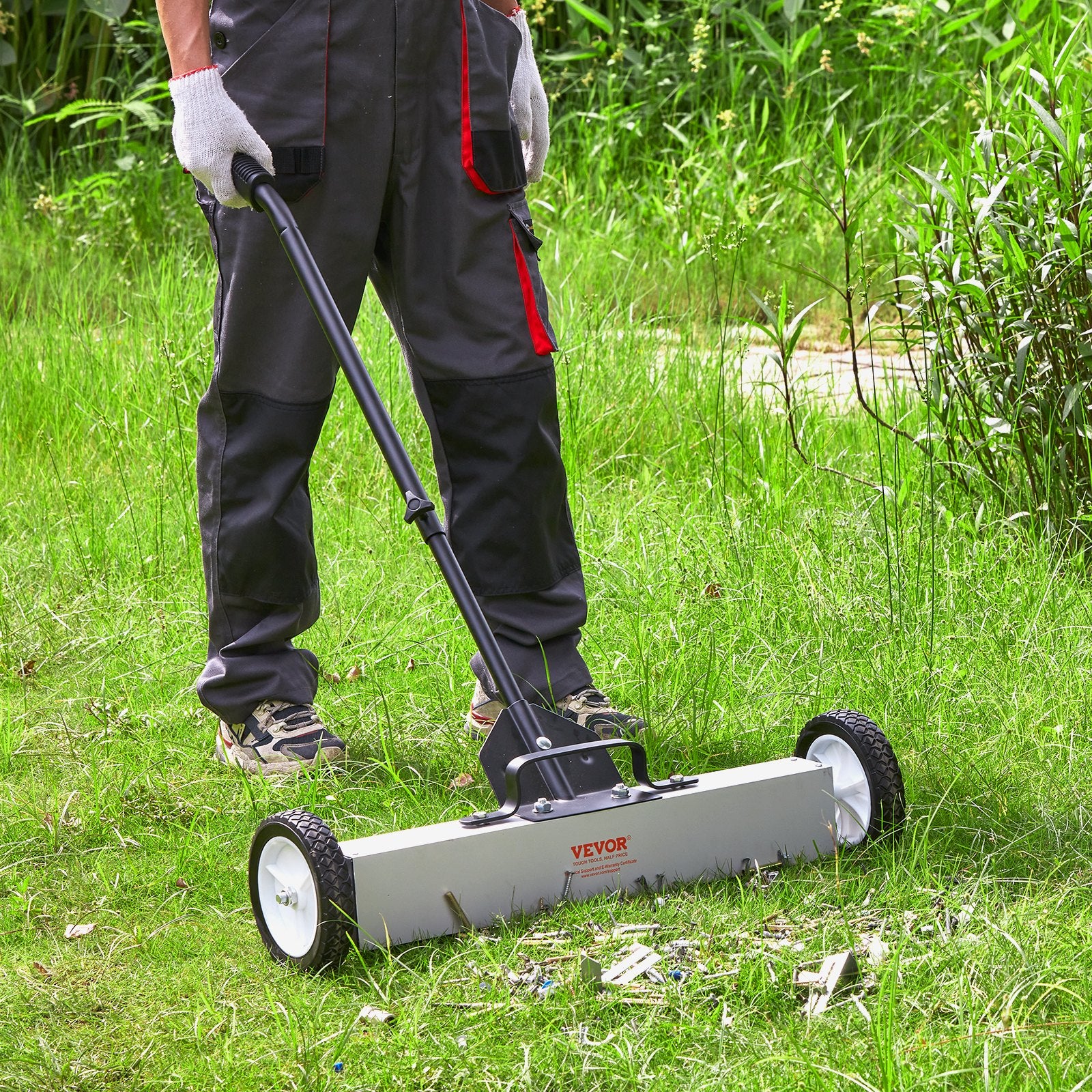 24-Inch Magnetic Sweeper with Wheels 50 lbs Capacity Telescoping Pickup Tool
