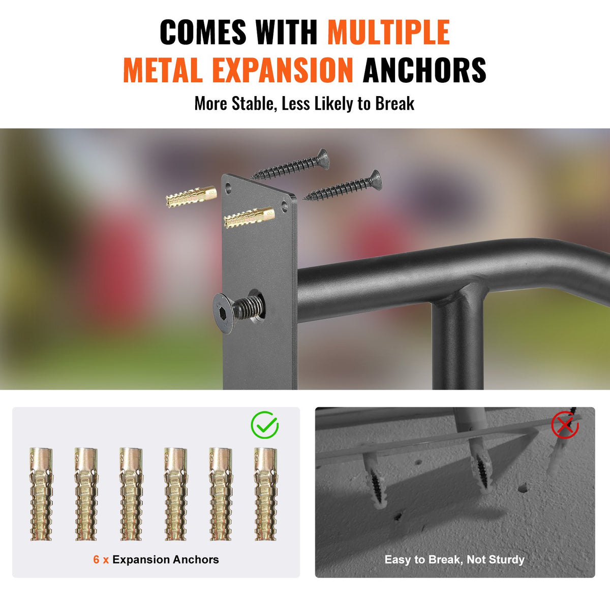 Handrails for Outdoor Steps 32" Wall Mount U-Shaped Matte Black Safety Rail