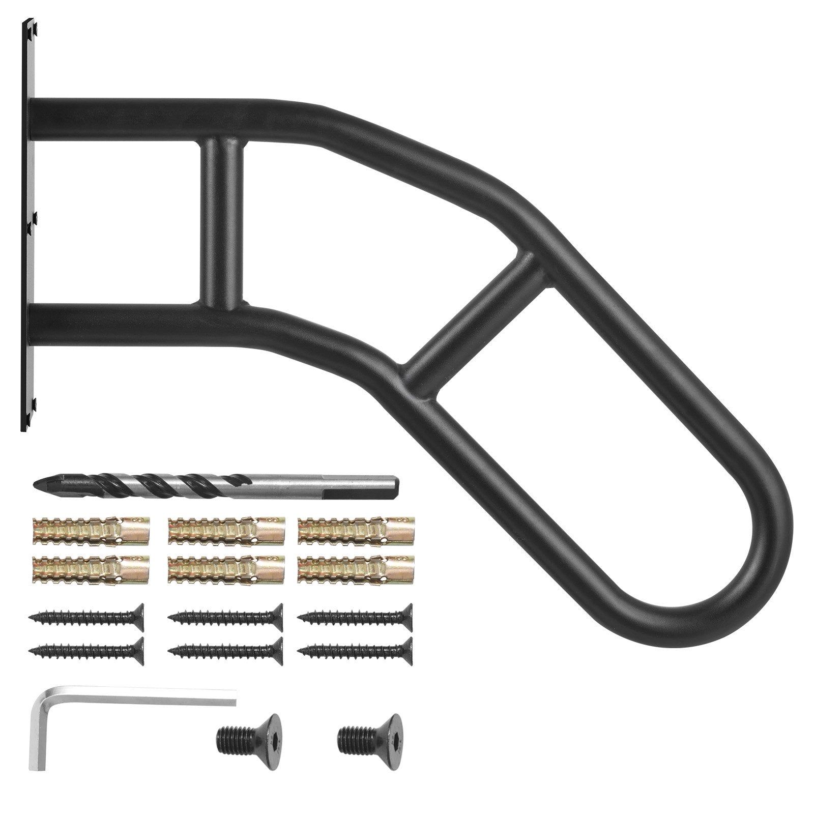 Handrails for Outdoor Steps 32" Wall Mount U-Shaped Matte Black Safety Rail