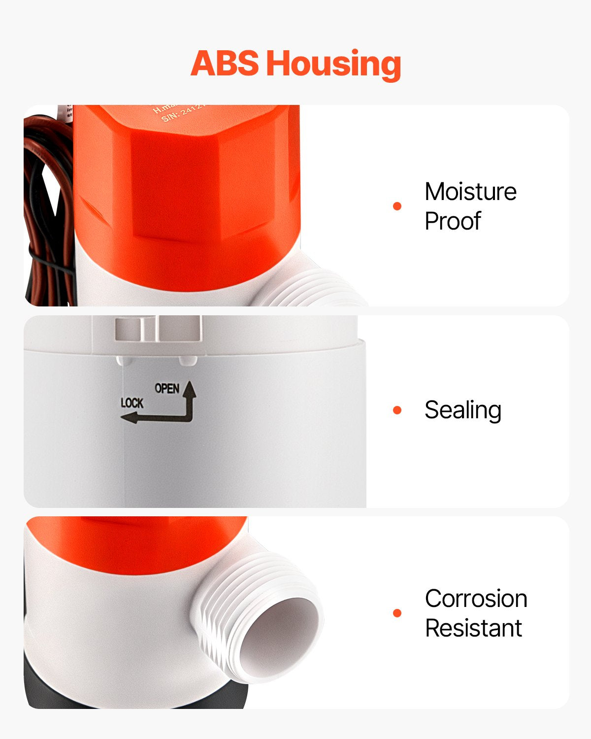 Livewell Pump 12V 800 GPH Dual Inlet Aerator with ABA Housing & Detachable Motor