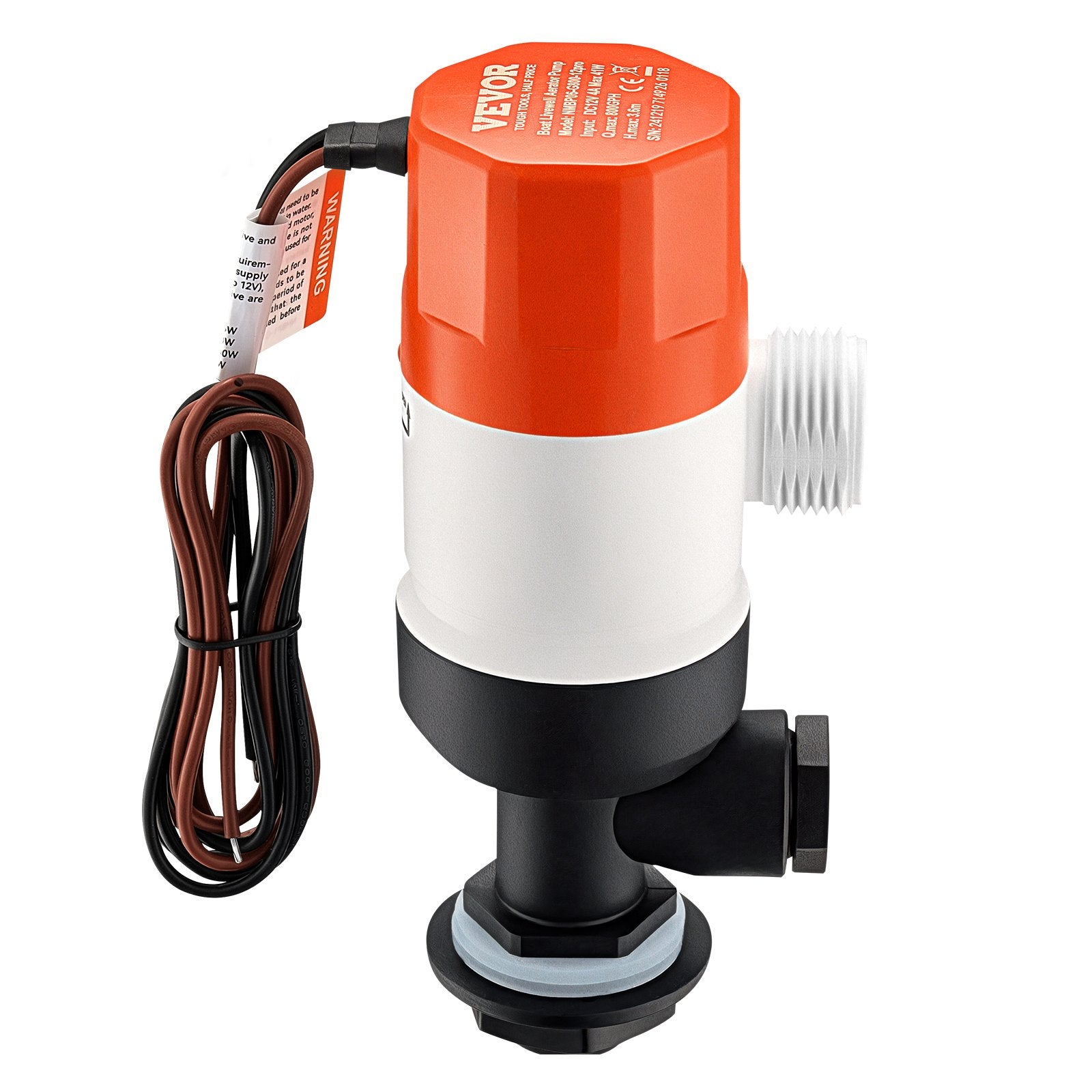 Livewell Pump 12V 800 GPH Dual Inlet Aerator with ABA Housing & Detachable Motor