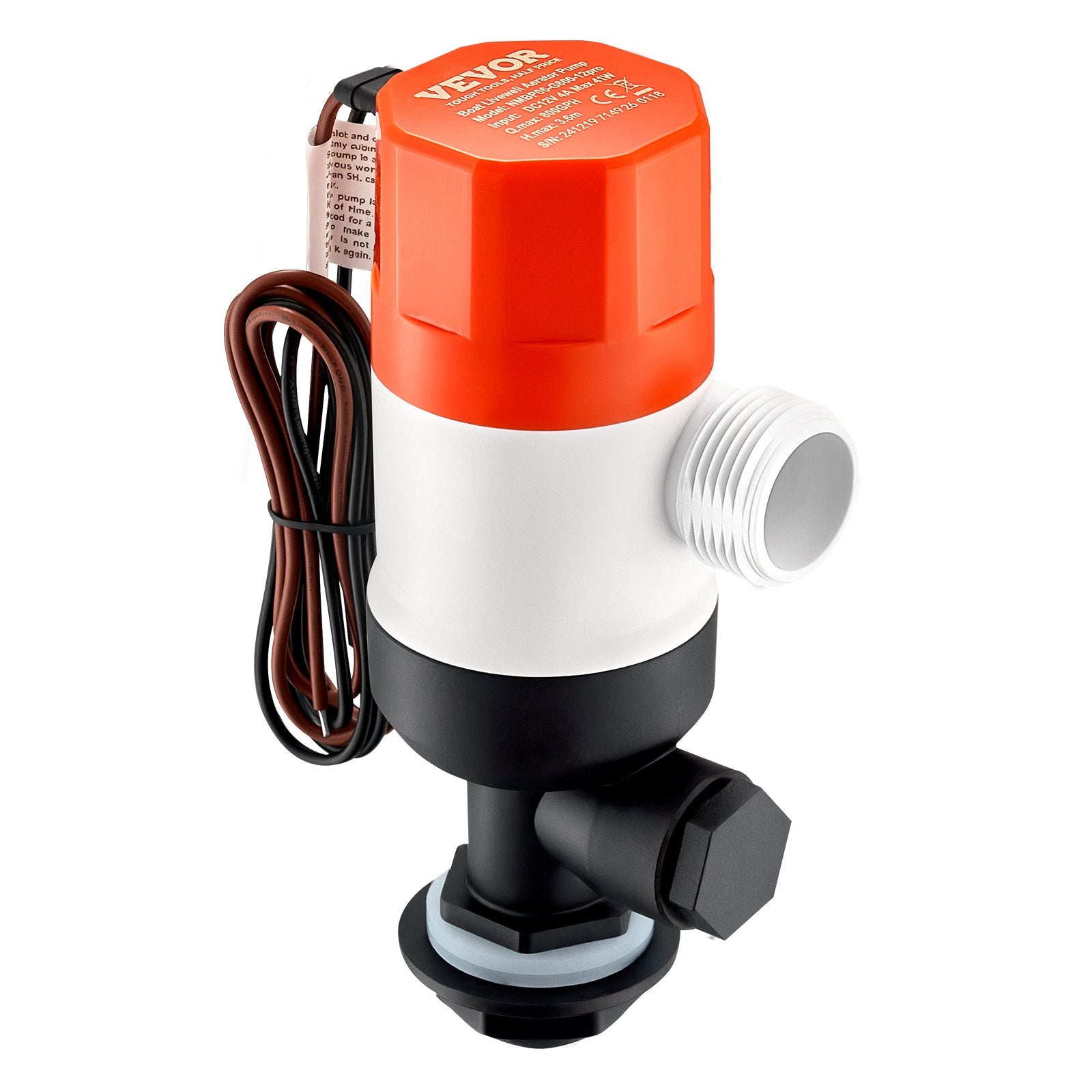 Livewell Pump 12V 800 GPH Dual Inlet Aerator with ABA Housing & Detachable Motor