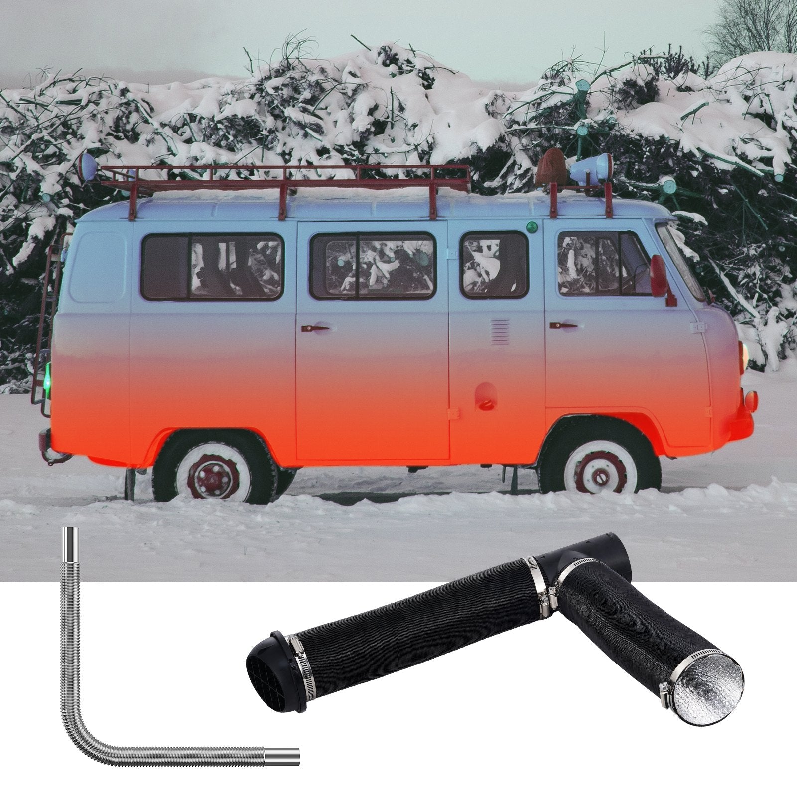 Diesel Heater Pipe Ducting Set 3" Hose 1" Exhaust Pipe Vents Connector Clamps