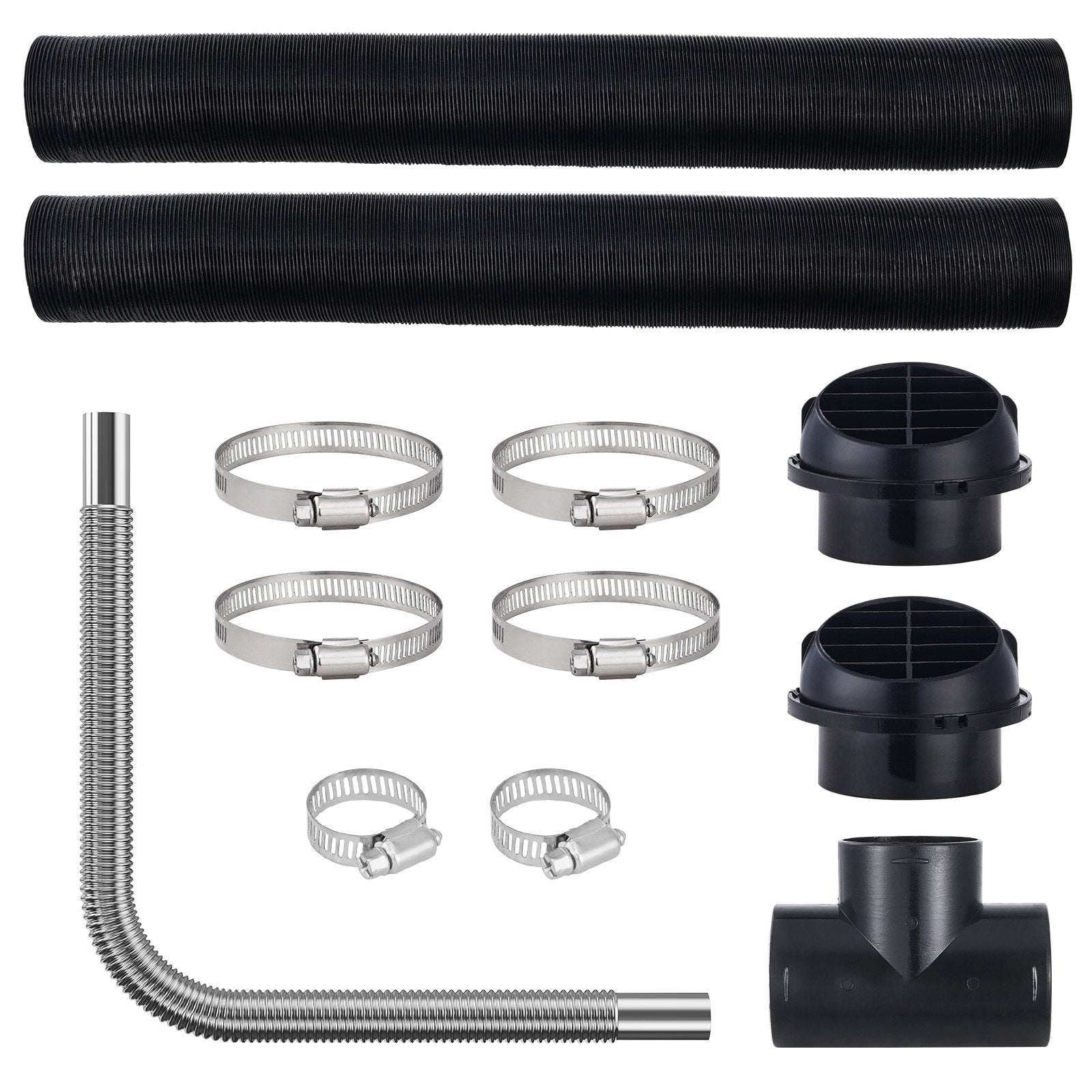 Diesel Heater Pipe Ducting Set 3" Hose 1" Exhaust Pipe Vents Connector Clamps